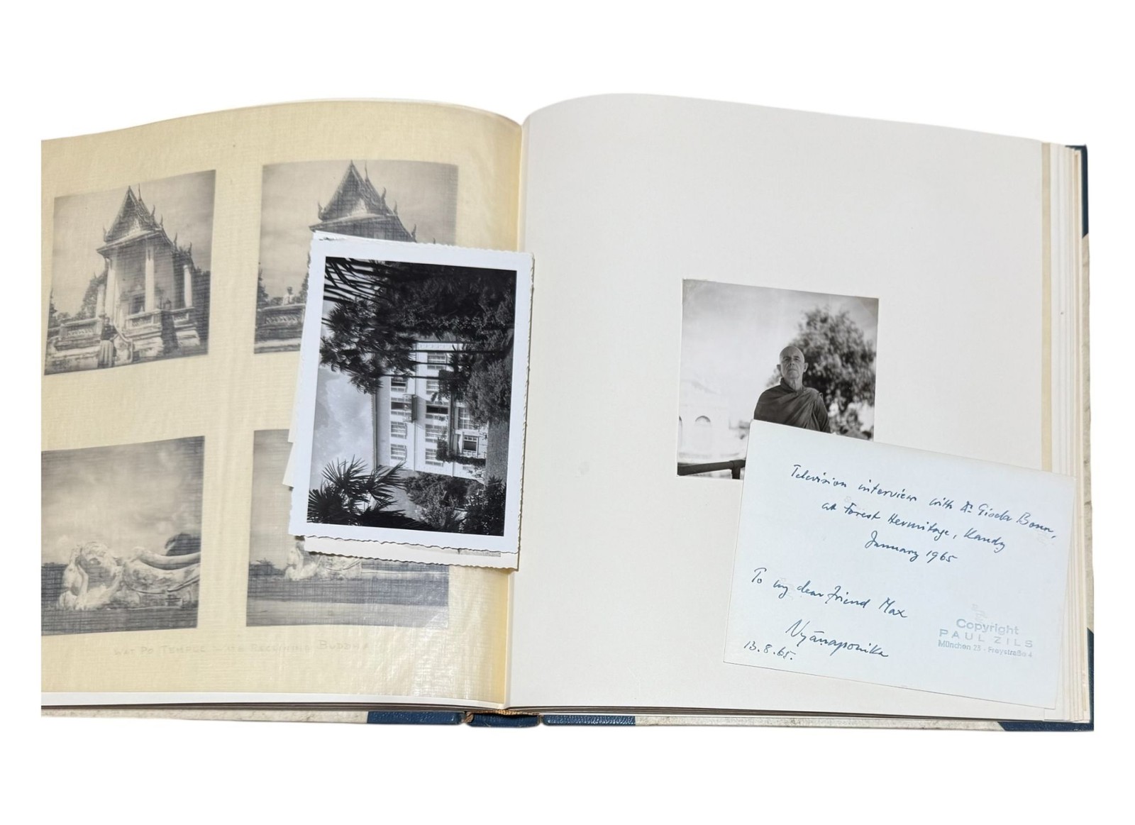 Buddhist Monks, Nyanaponika Thera / Photo Album of 1963 Travels in Asia Signed