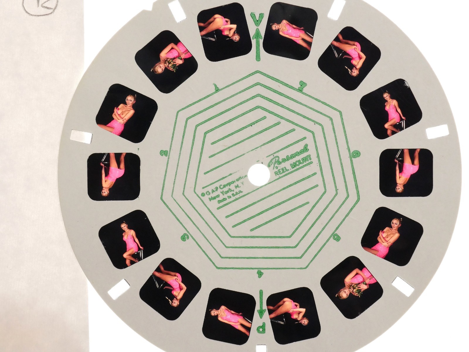 View-Master nude glamour pinup attractive model in pink slim personal reel #12