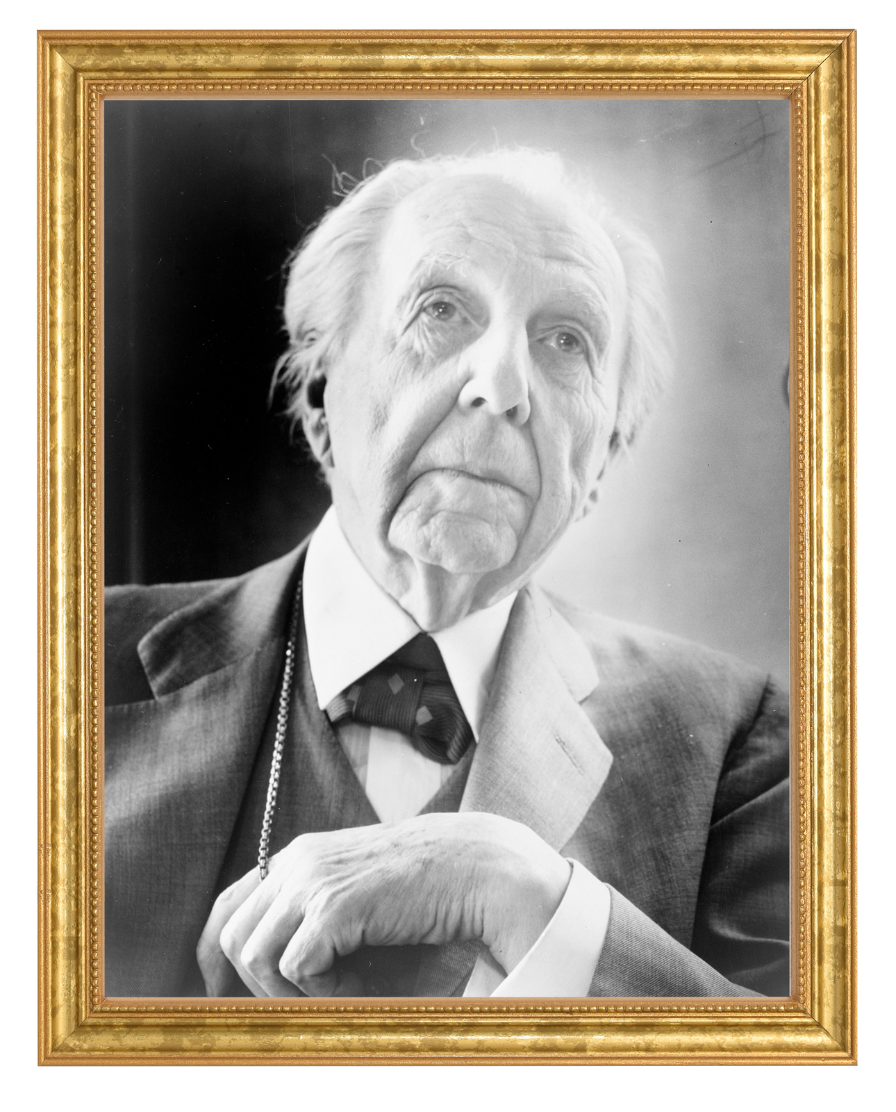 Frank Lloyd Wright Photograph in a Aged Gold Frame