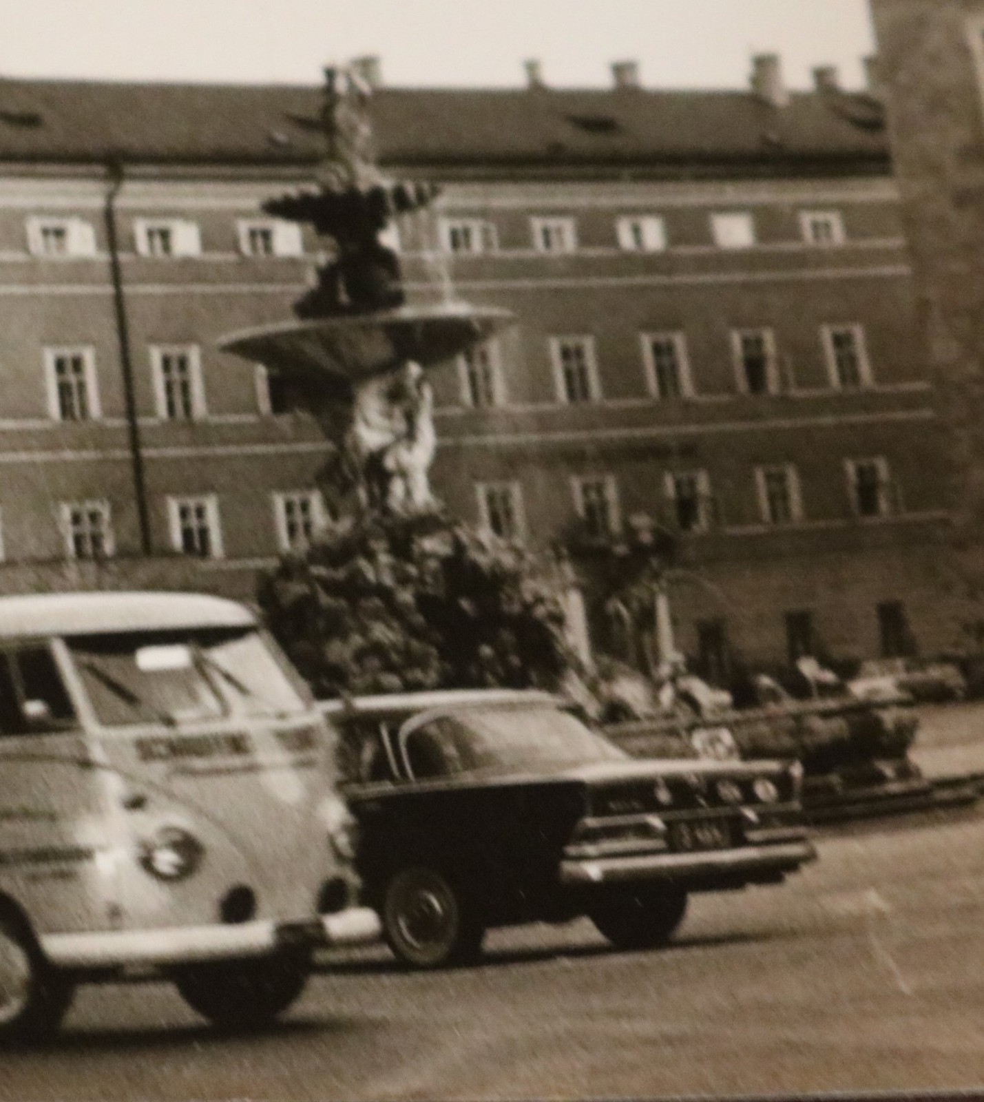 Great older photo Salzburg marketplace?? VW Bulli T1 Martini Advertising