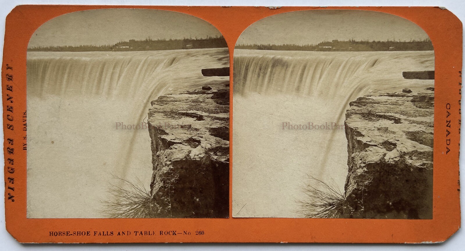 Canada Niagara Horseshoe Table Rock c1870 Photo S.Davis Stereo Vintage