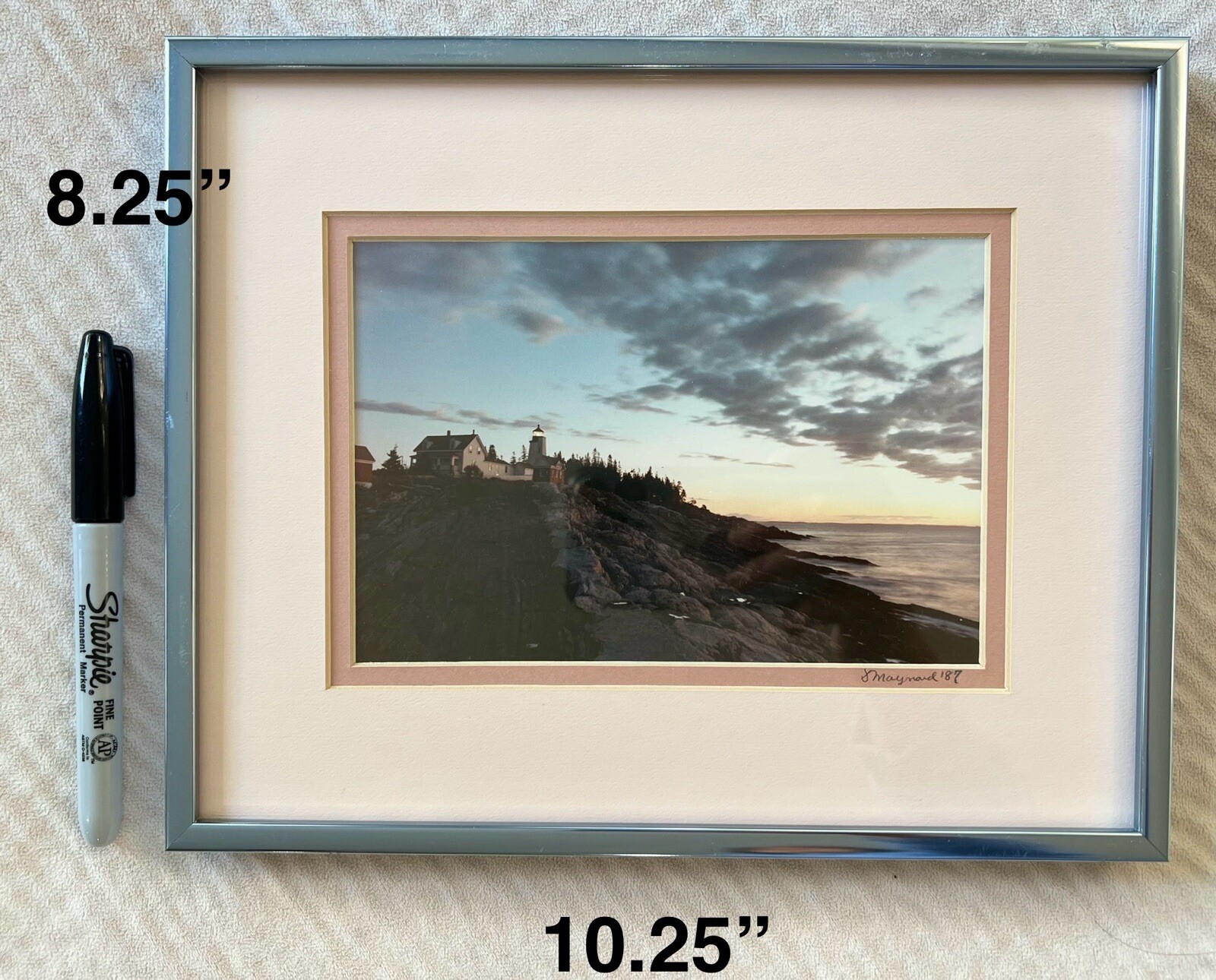 Vintage Signed Art Photograph Pemaquid Point Lighthouse Maine David Maynard 1987