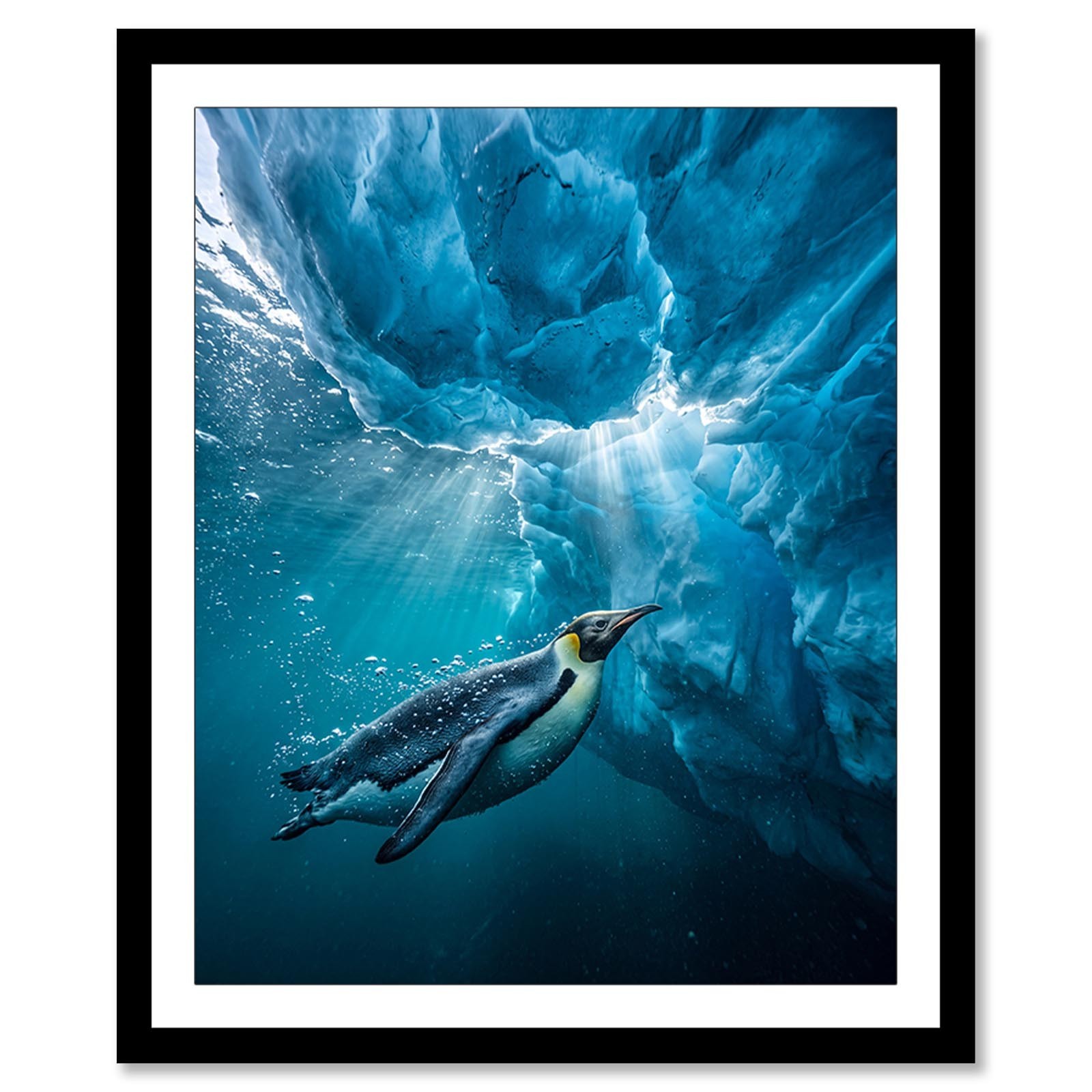 Penguin Under Ice Photo Print 8×10 Luster Wall Art Antarctic Underwater Decor