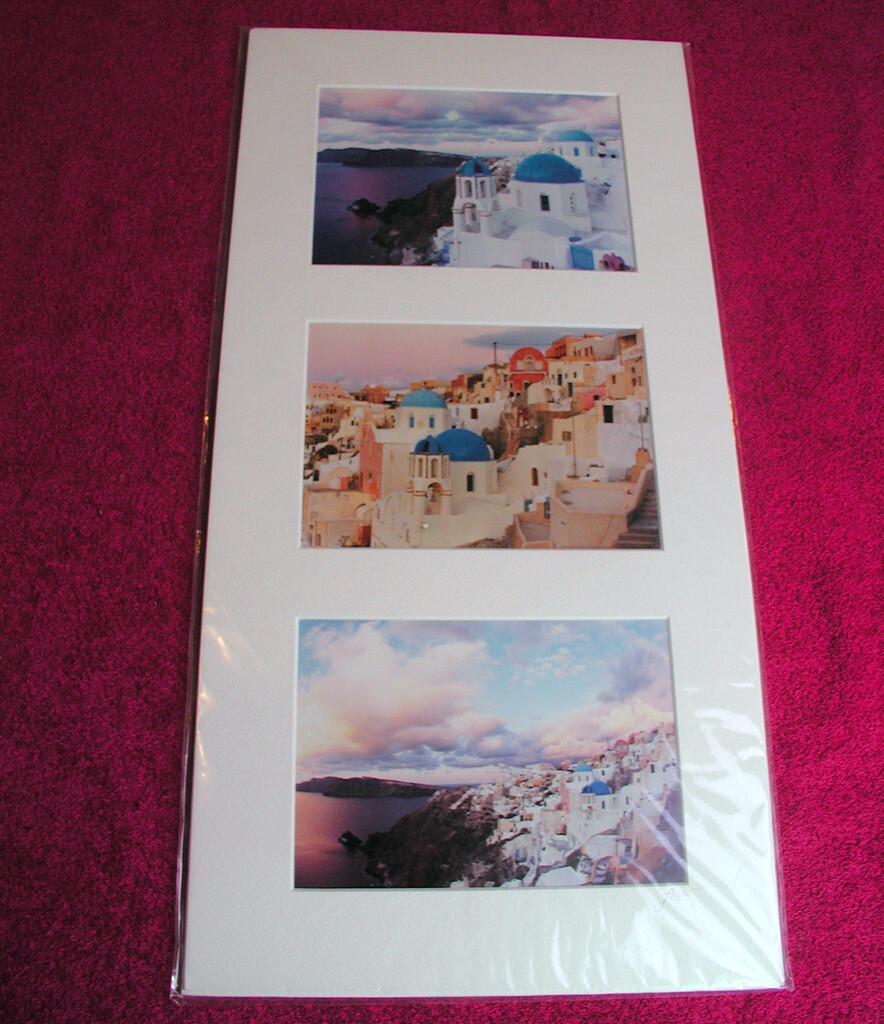 Duse Fotografia (Blue Domes of Greece) THREE 5″ x 7″ FRAMED PHOTOS Exc Signed