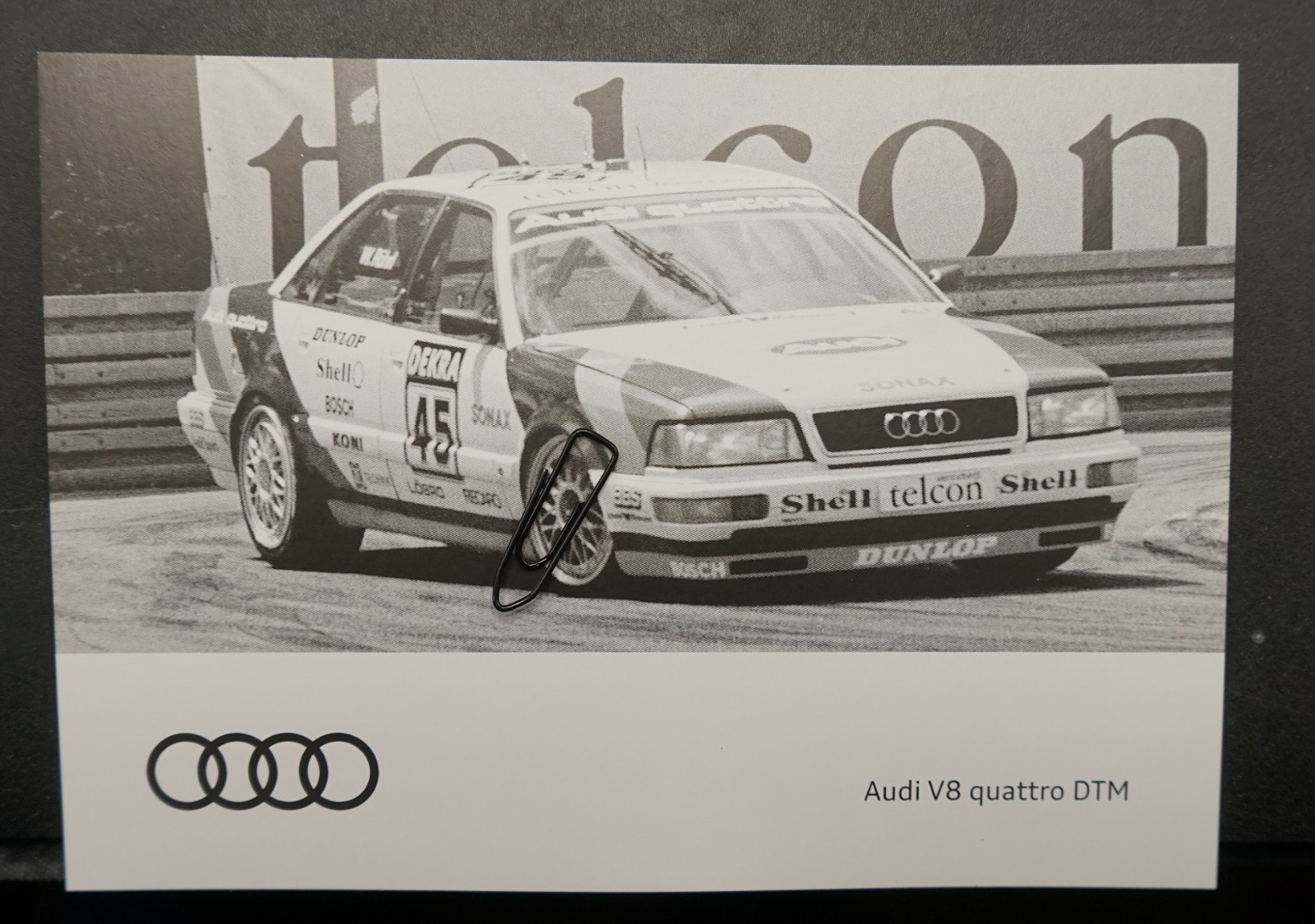 Photo Postcard Audi Racing Car V8 Quattro DTM Advertising Museum Picture Shell DEKRA Old