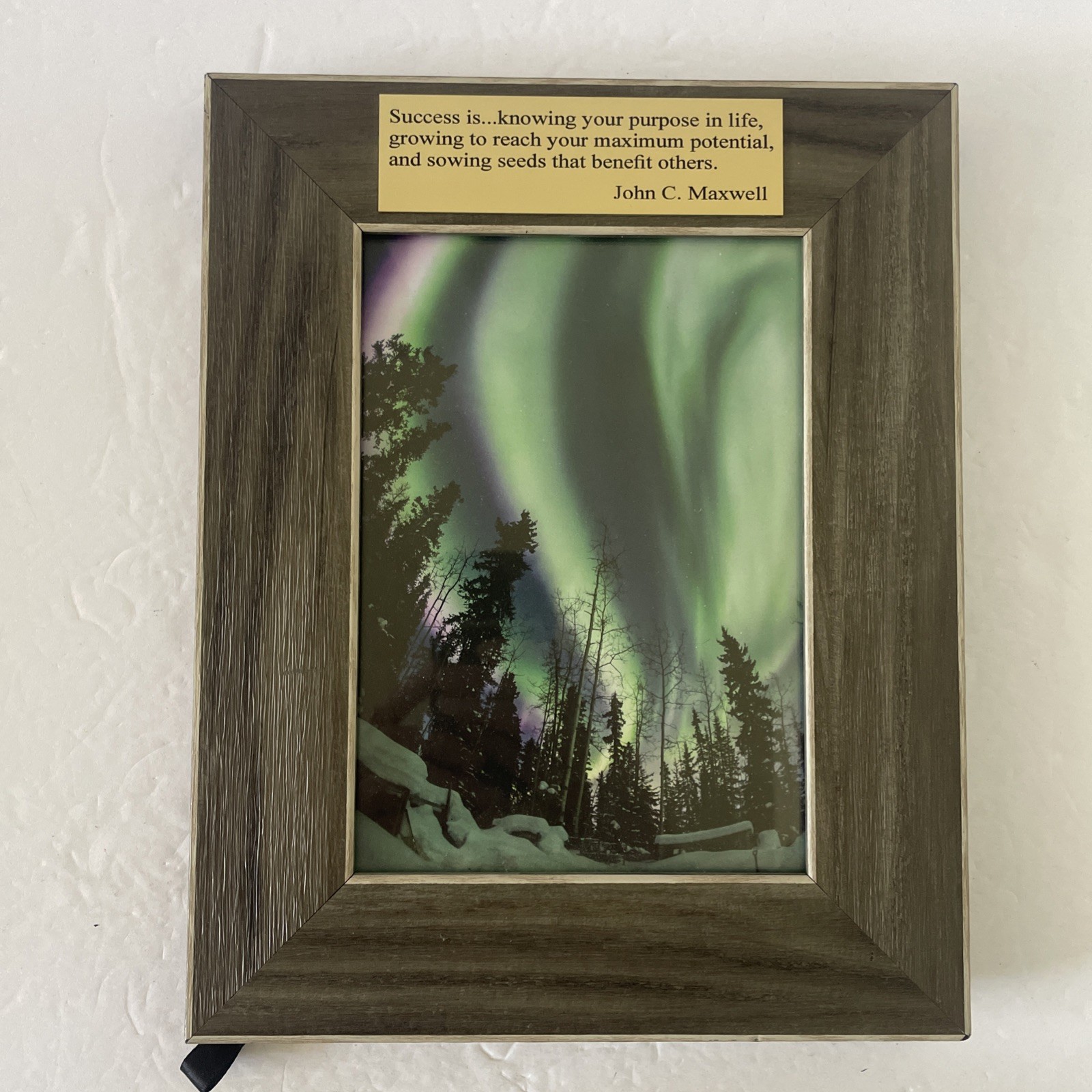 John C. Maxwell Inspirational Quote Framed Forest Aurora Northern Lights Photo