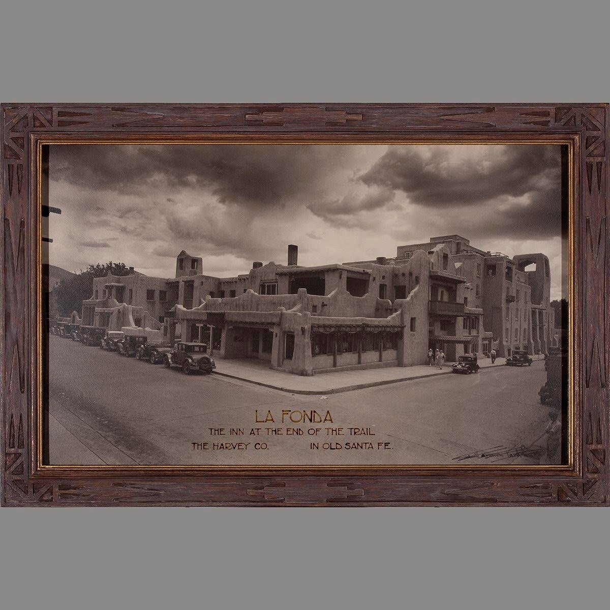 1920s T Harmon Parkhurst Signed Silver Print Photograph La Fonda Santa Fe Framed