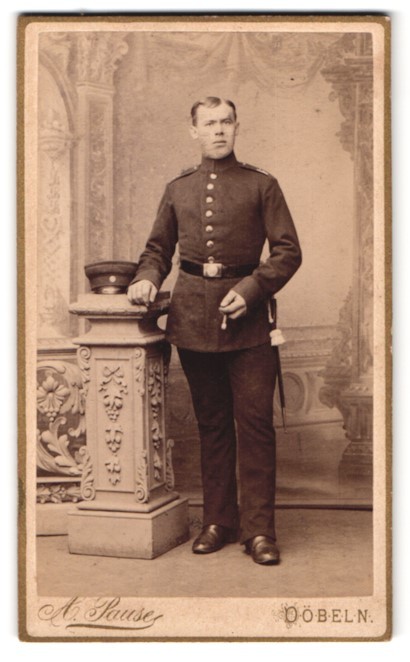 Photograph A. Pause, Döbeln, Bahnhofstr., portrait Saxon soldier in Unifor