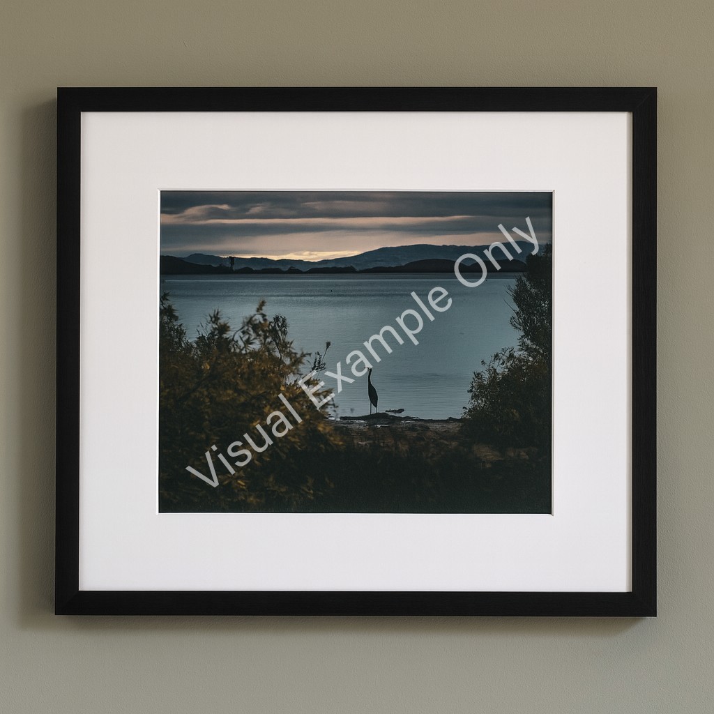 Lone Heron At Waters Edge Photography Print Sunrise Bird Contemplative Beauty