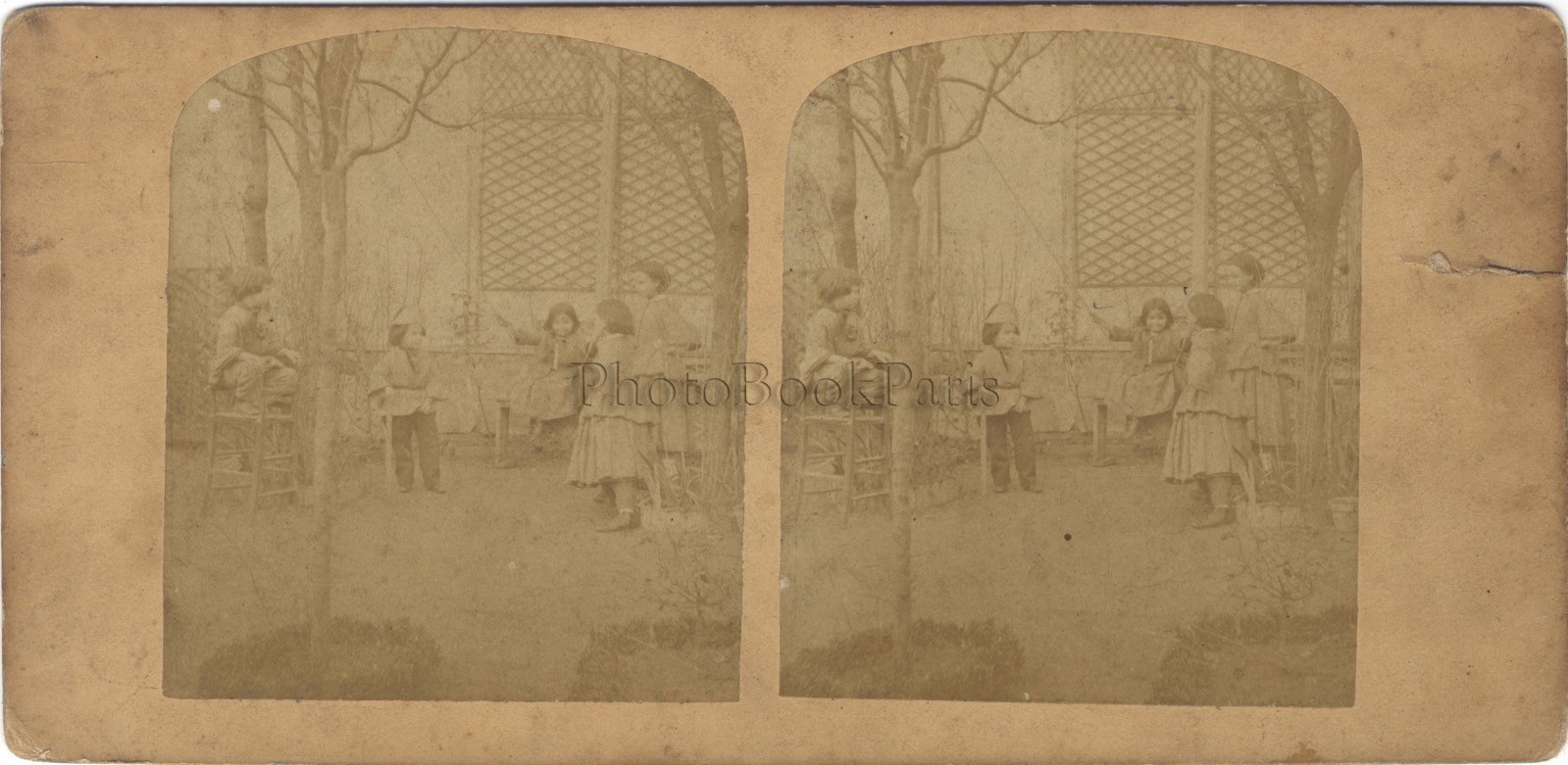 Genre Scene Kids Games Photo Stereo Vintage Album Circa 1865