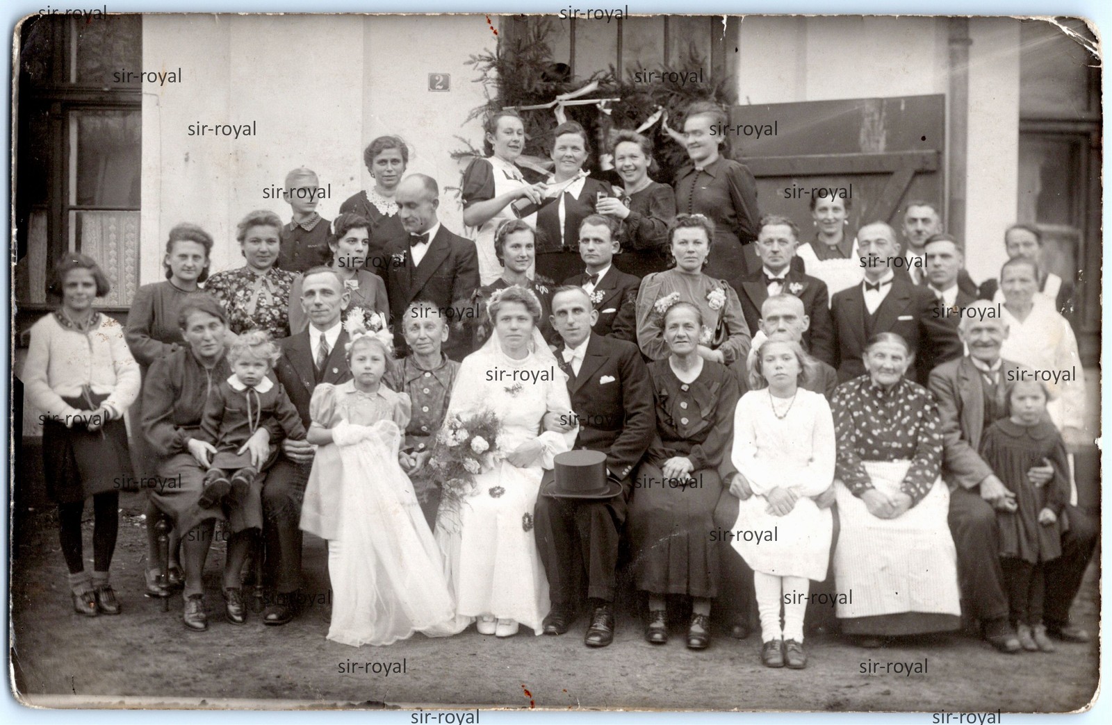 Königshuld Silesia 1941-wedding photo-Poland Osowiec-RPPC photo postcard 14x9cm