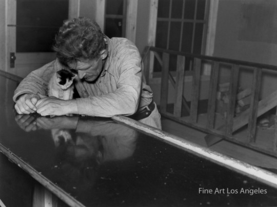 Russell Lee Photo of man and kitten at bar, Depression Era, 11×17″