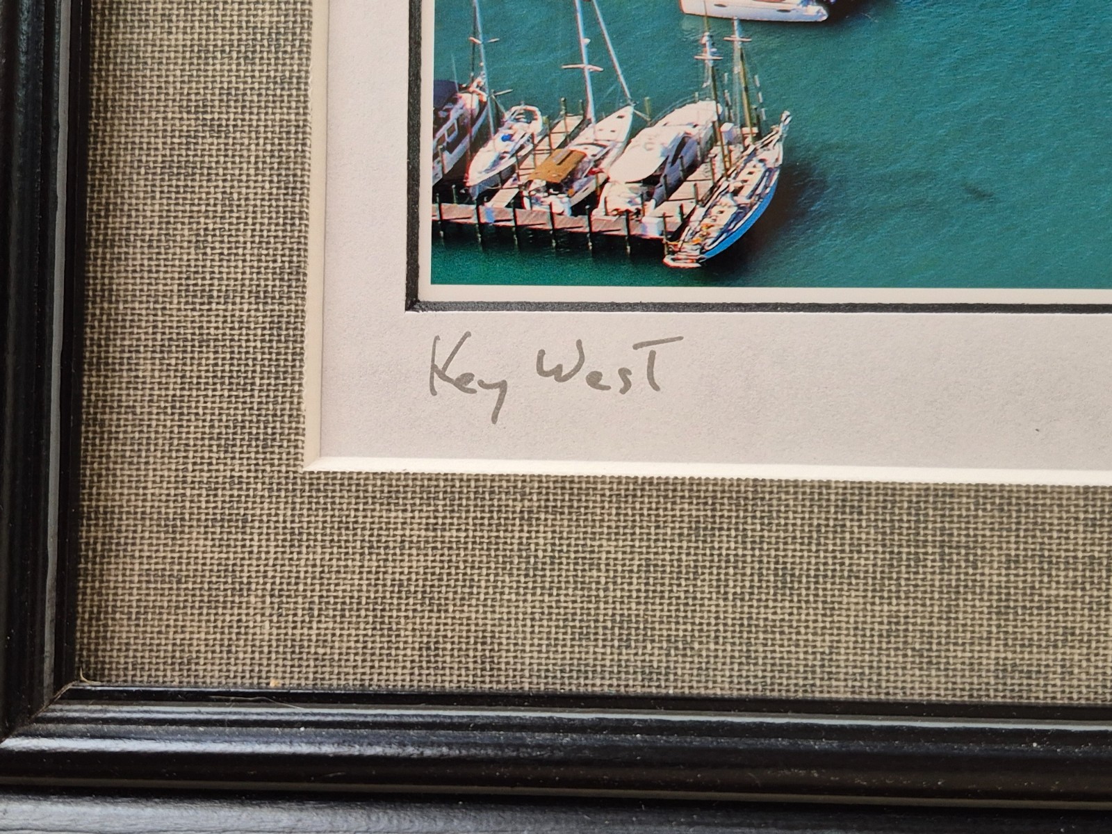 (2) Key West Aerial Photographs by Gary Sibley Framed Matted Signed 14.5″x16.5″