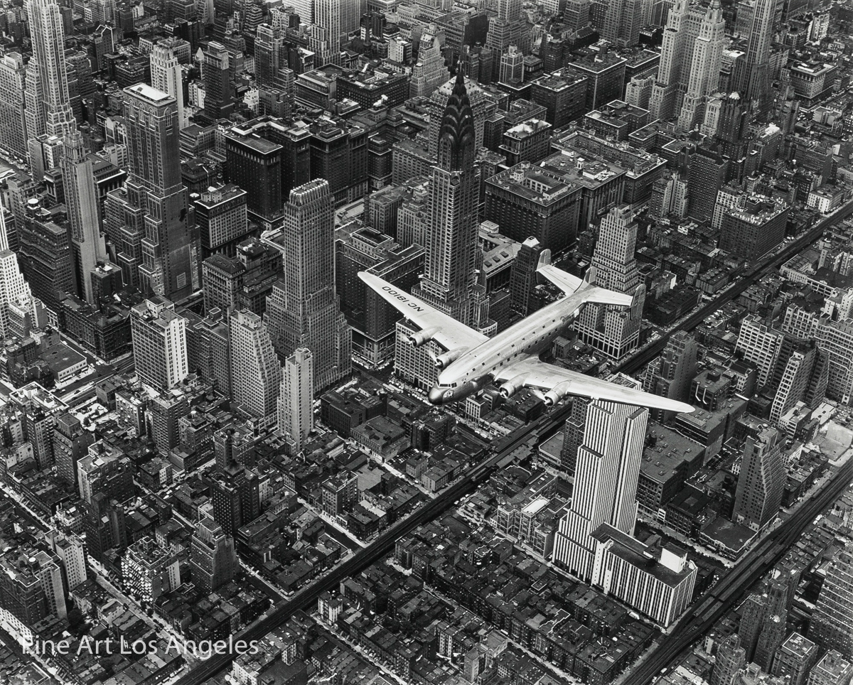 Margaret Bourke-White Photo “DC-4 Over Manhattan” 1939, 11×17″