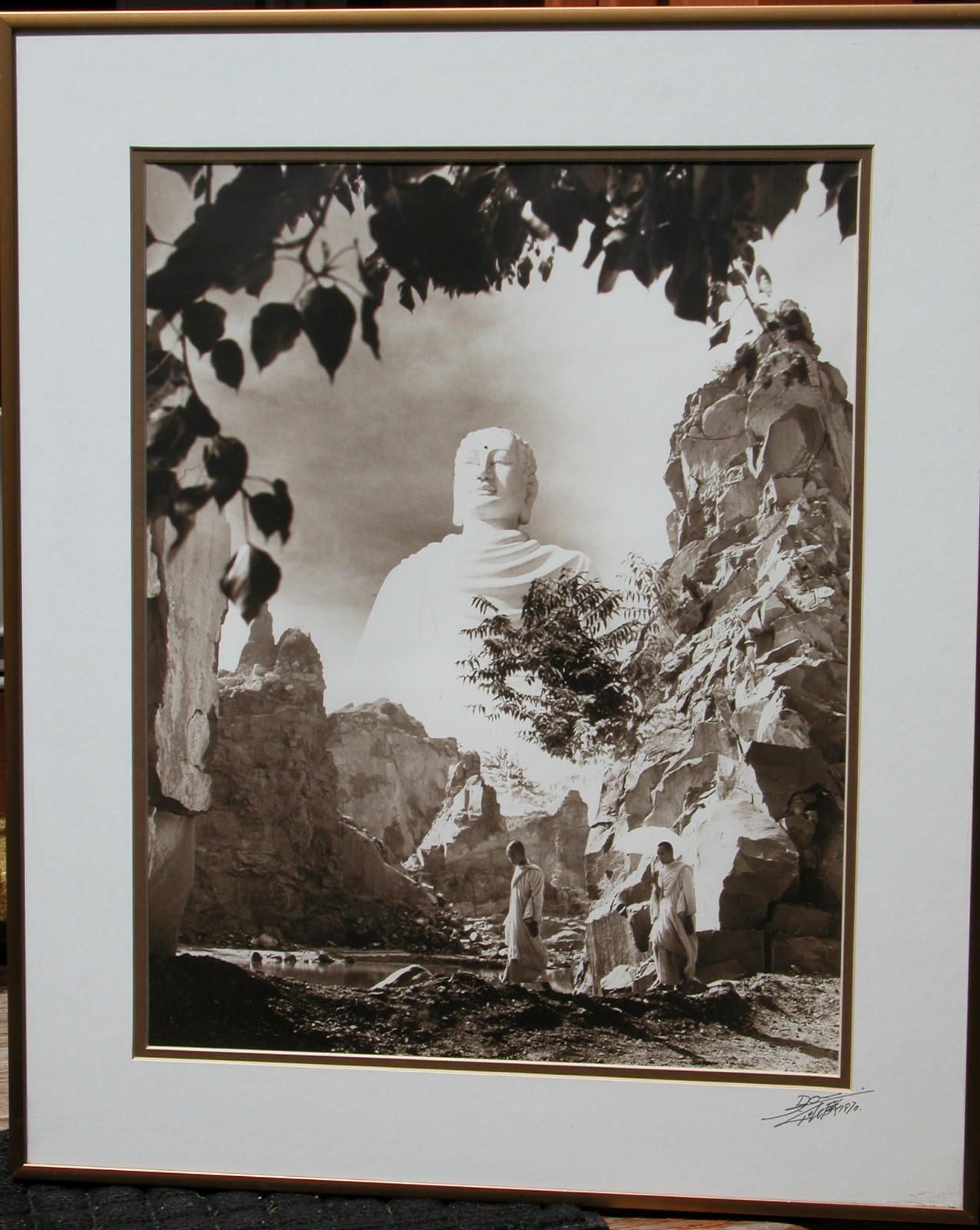 LARGE Signed DON HONG-OAI Framed Photograph Art Buddha 1970 Sepia 14″x18″ IMAGE