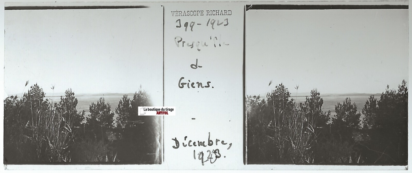 Giens, Richard, Glass Photo Stereo Plate, Black & White Positive 4.5×10.7 cm