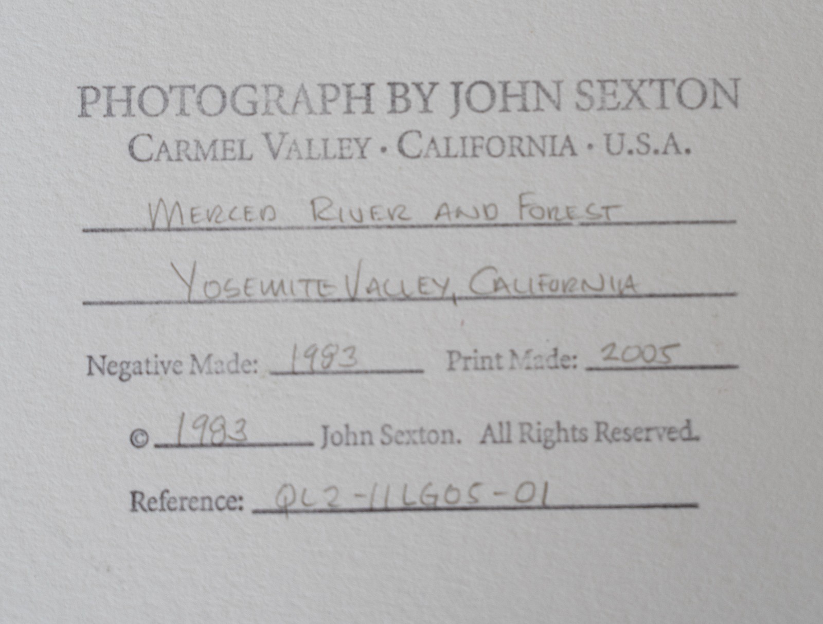 “Merced River” Original JOHN SEXTON Signed Photograph 11×14/ 16×20 Framed