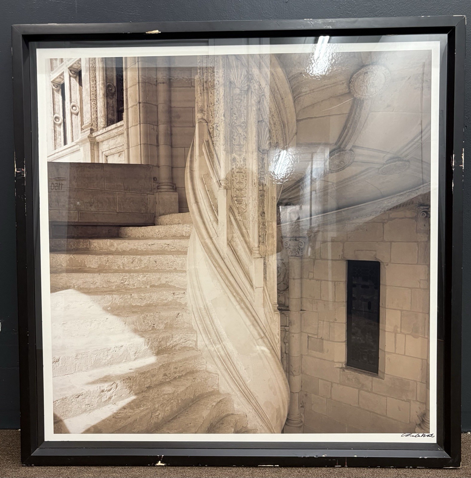 Charlie Waite Signed Photo Art Framed Trowbridge French Chateau Staircase 42×42
