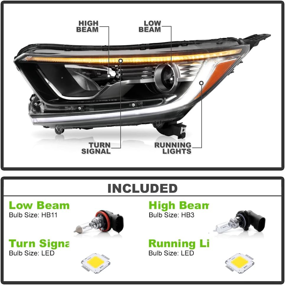 – for [Halogen Model] 2017-2021 Honda CR-V LX|EX|EXL LED DRL & Signal Projector