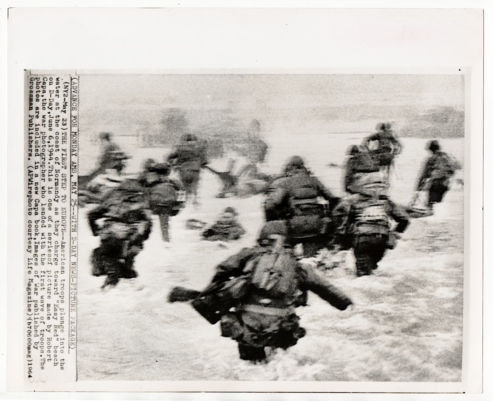 Robert Capa Vintage Life Mag Silver Gelatin Press Photo D Day June 6 1944 RARE