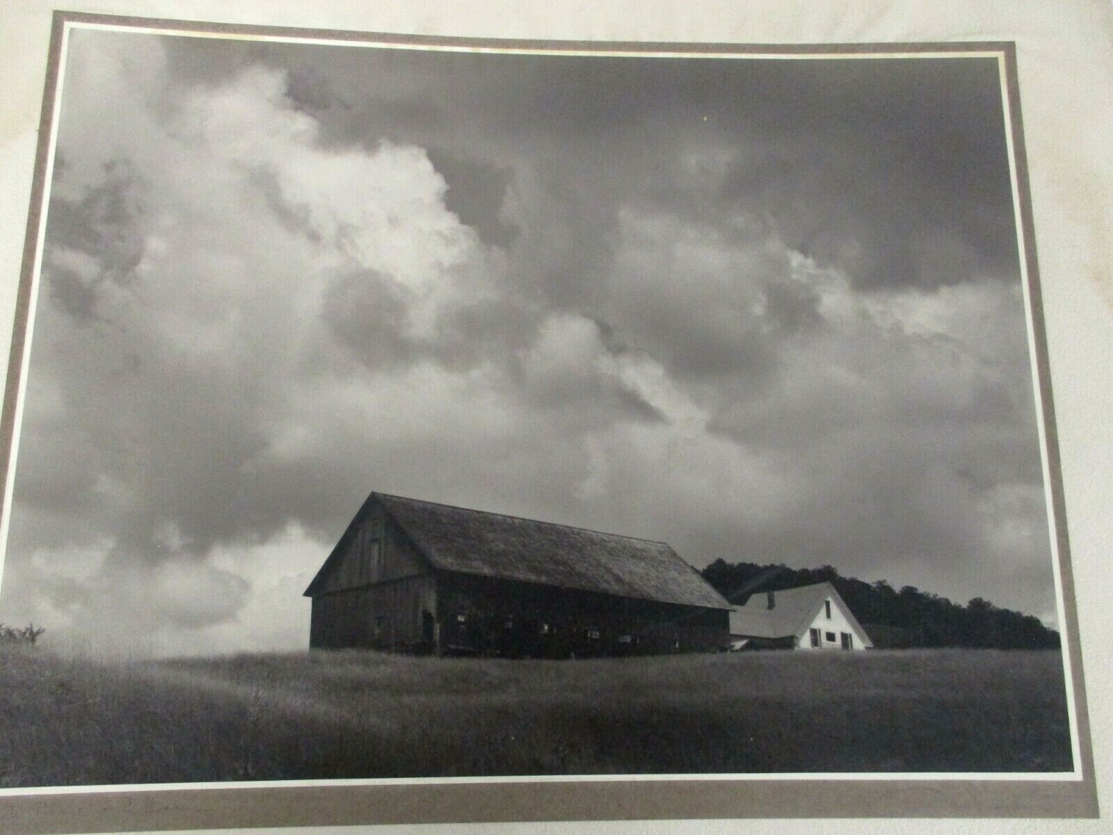 L WHITNEY STANDISH PHOTOGRAPH WHITE HOUSE & BARN 1959 SIGNED BOSTON CAMERA CLUB