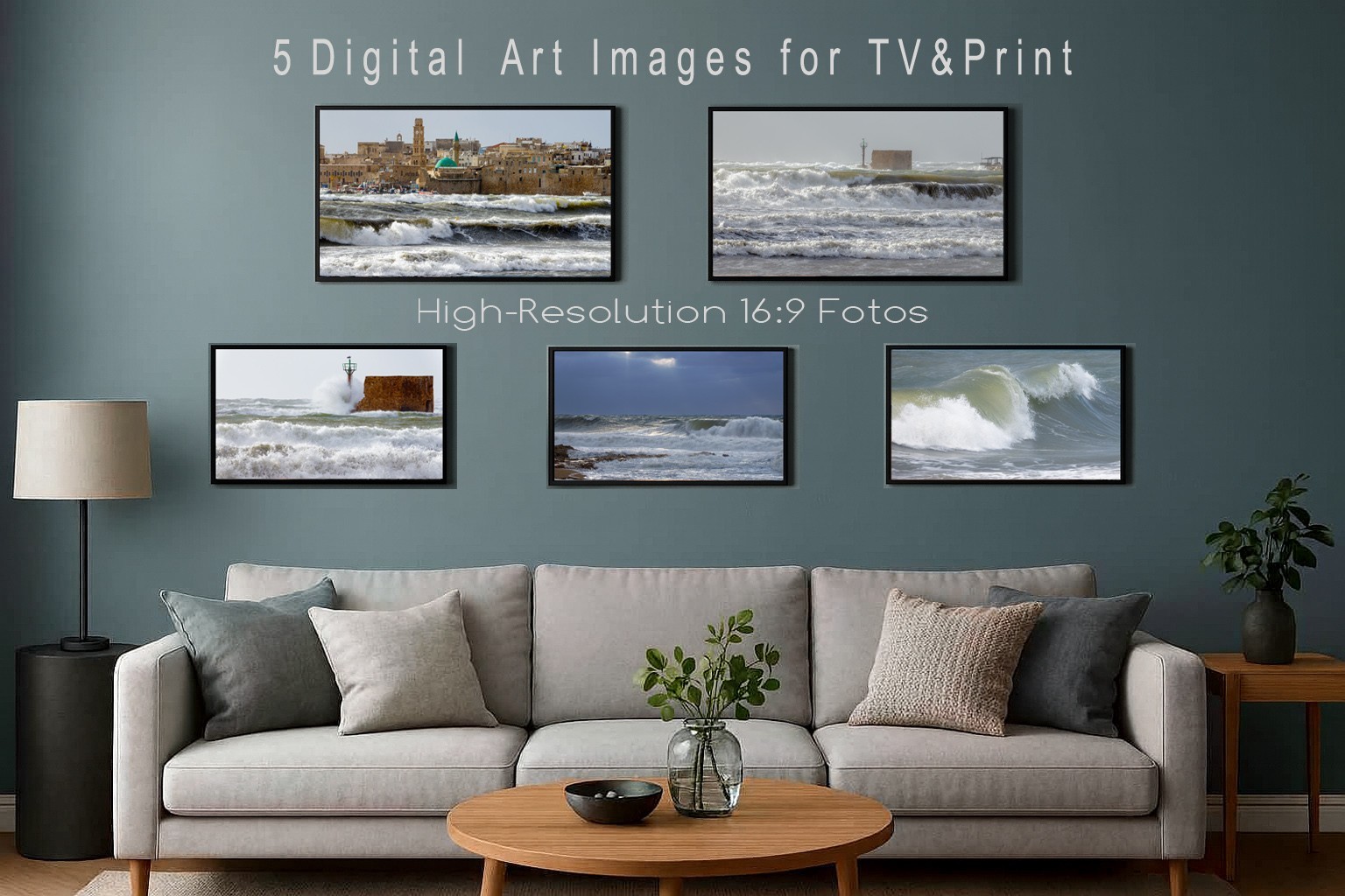 5 Akko Israel Storm Digital Art Set for Samsung Frame TV 16:9 Ocean Wave Gallery