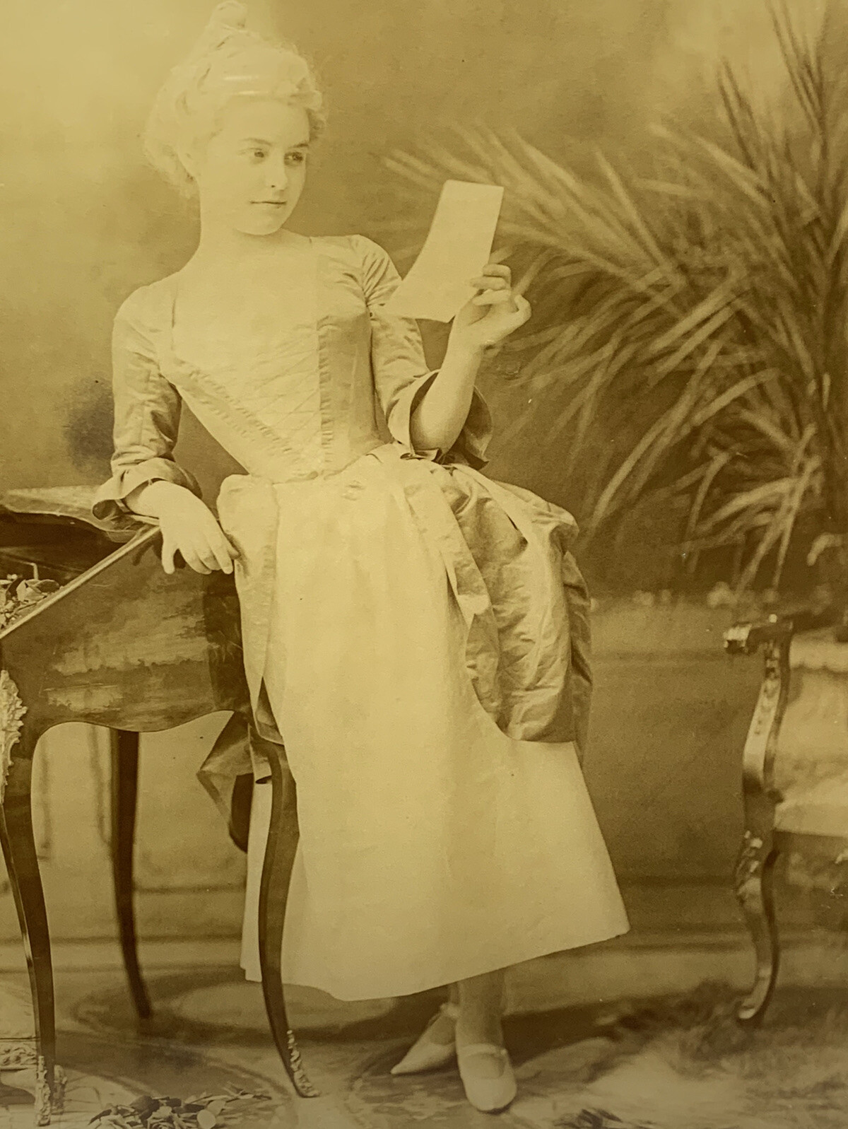 Antique Portrait Photo Woman Child Writing Reading Baker’s Art Gallery Framed