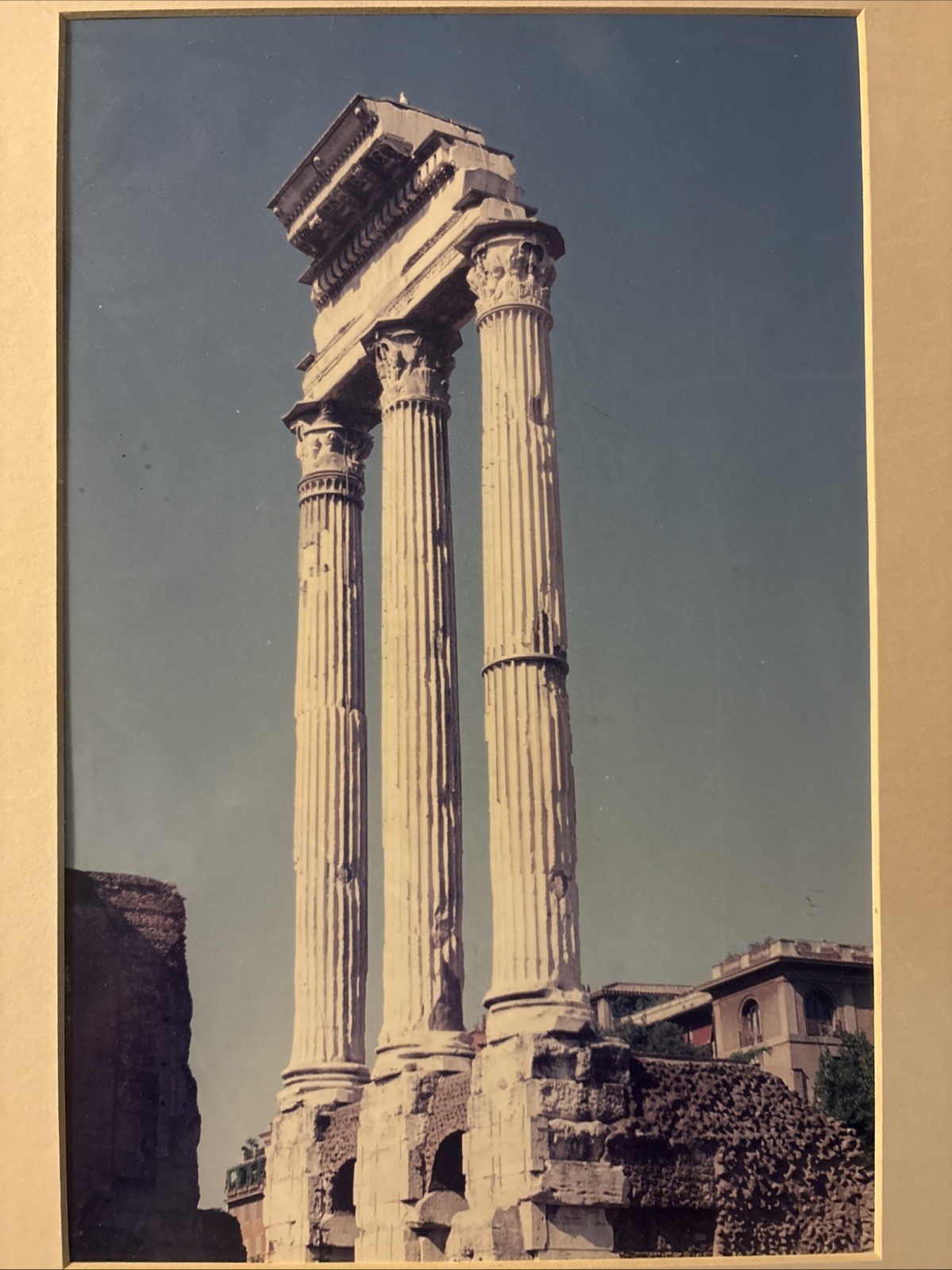 Vintage Roman Forum Castor Pollux Framed Photo Dark Academia Grandmillennial Art
