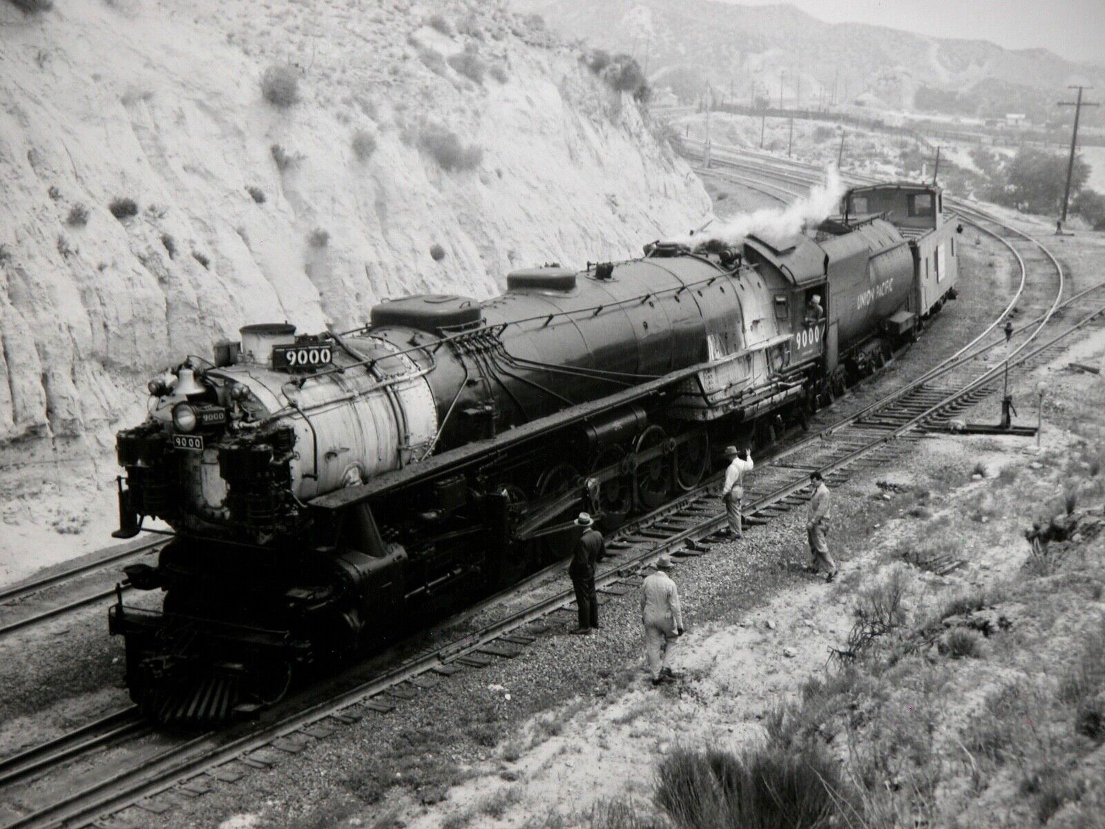 UNION PACIFIC 9000 Locomotive 8×10 Photograph Vtg 50s Railway Railroad APPROACH
