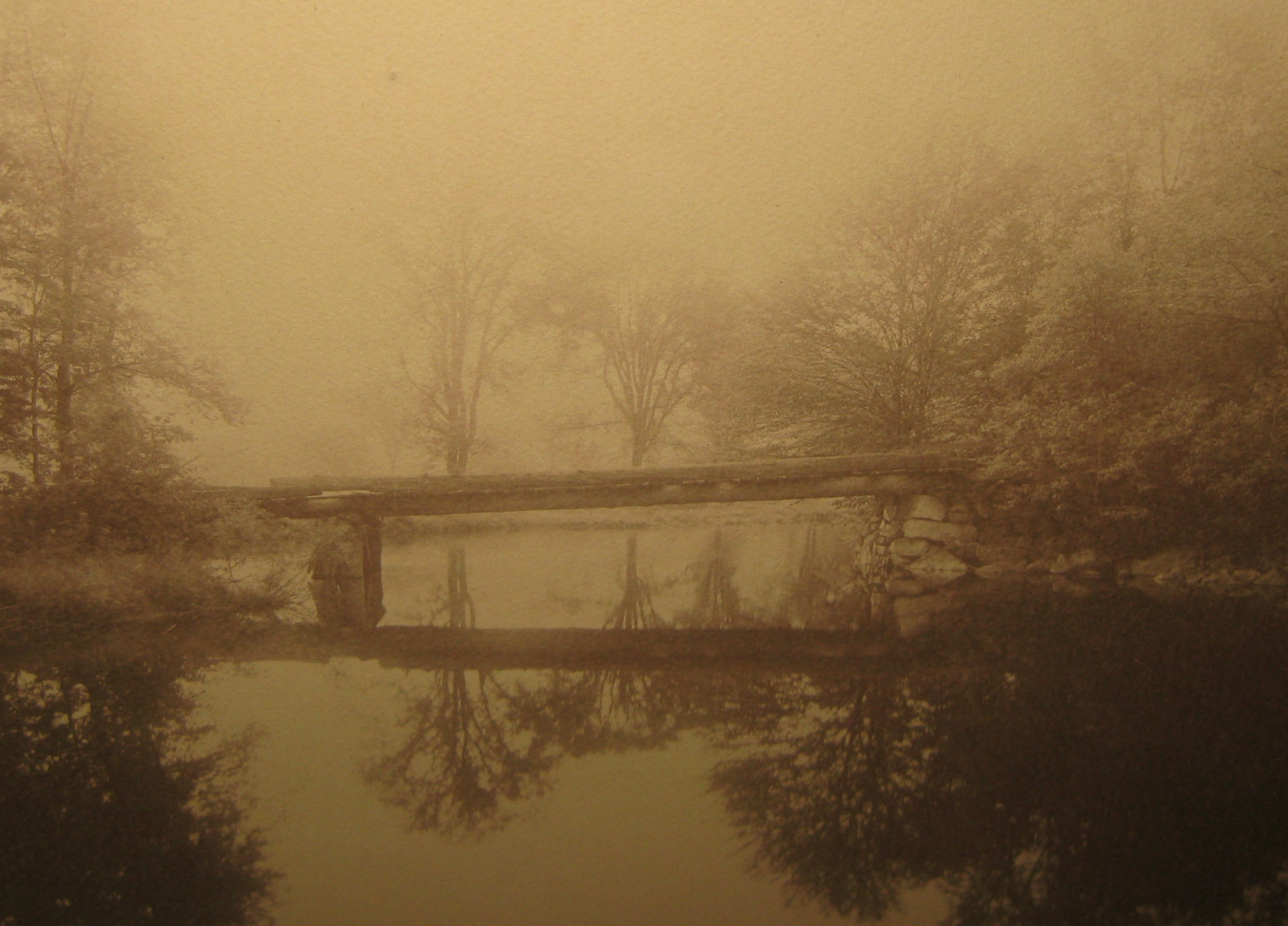 ANTIQUE *CLIFTON CHURCH* EARLY MORNING RIVER BRIDGE JACKSON NH LANDSCAPE PHOTO