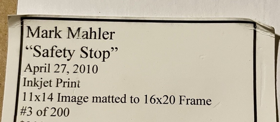 Mark Mahler Safety Stop 11×14 Inkjet Photo 2010 Signed Ltd # Matted
