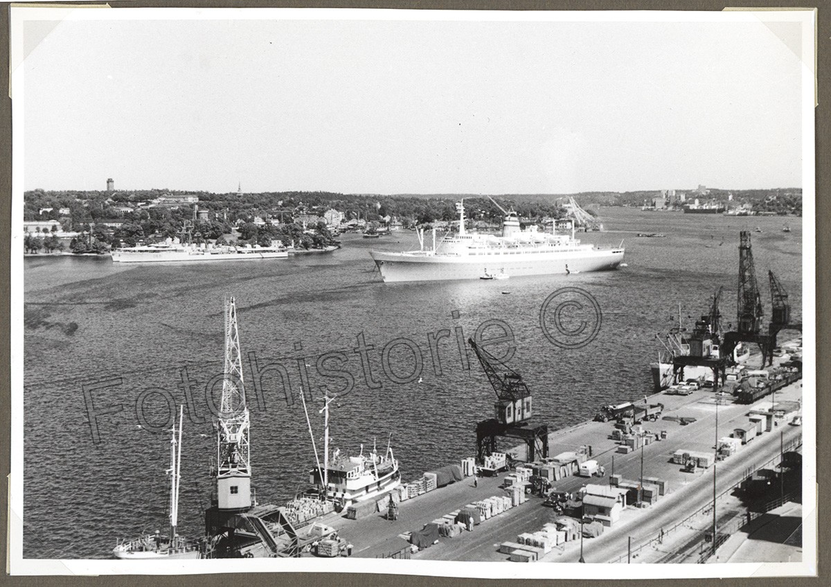 Photo Sweden Stockholm Port Ship Passenger Steamer Quay 1950s