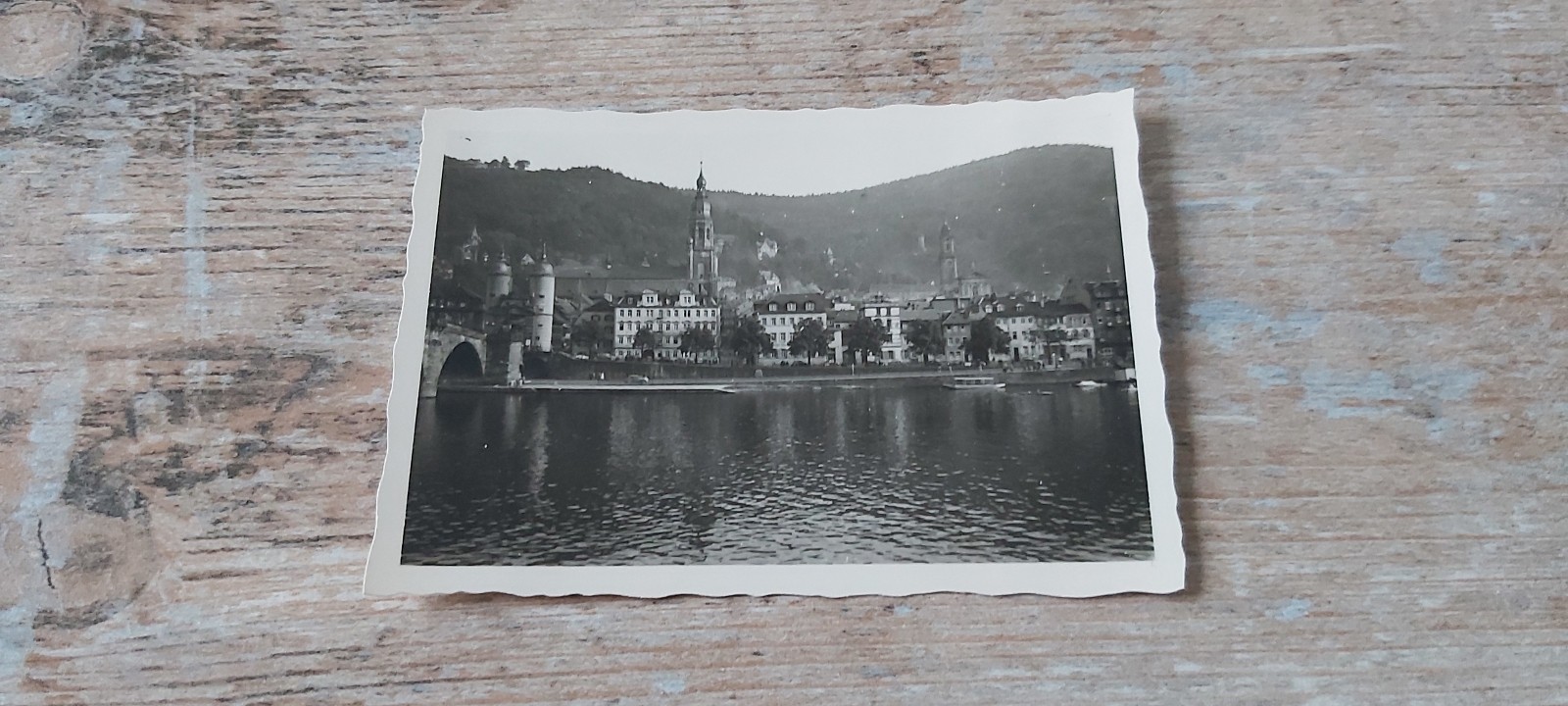 Small old B/W AGFA LUPEX photo Heideberg Strasse am Neckar? 1955