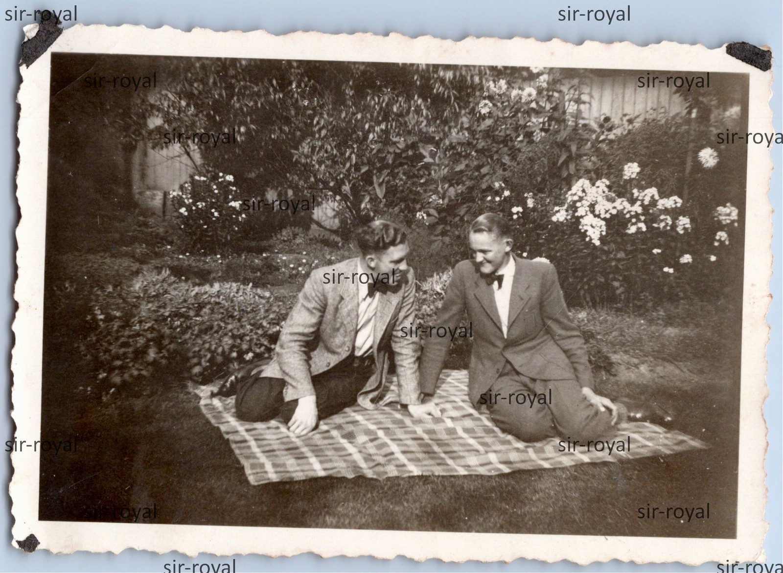 Nordhorn 1941 – Men on Picnic Blanket – 1940s Gay Interest – Photo 9x6cm