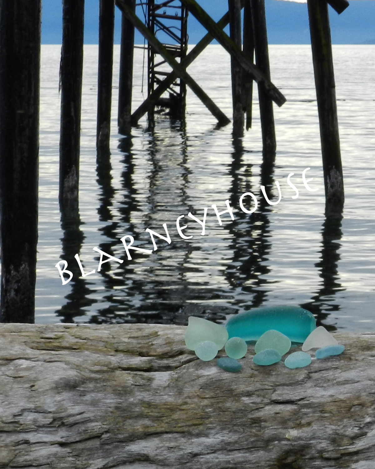 BEAUTIFUL PHOTO OF SEA GLASS ON DRIFTWOOD 3!