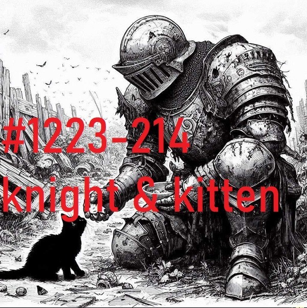 MALE PORTRAIT #1223-214- knight with kitten – freeShipUS
