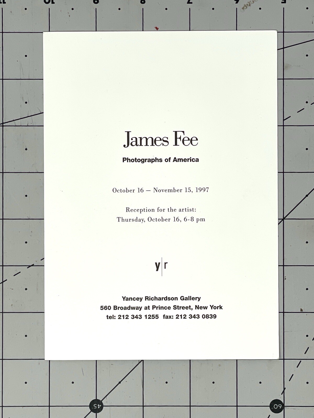 James Fee (1949-2006) Art Announcement Card 1997 – Photographs Of America