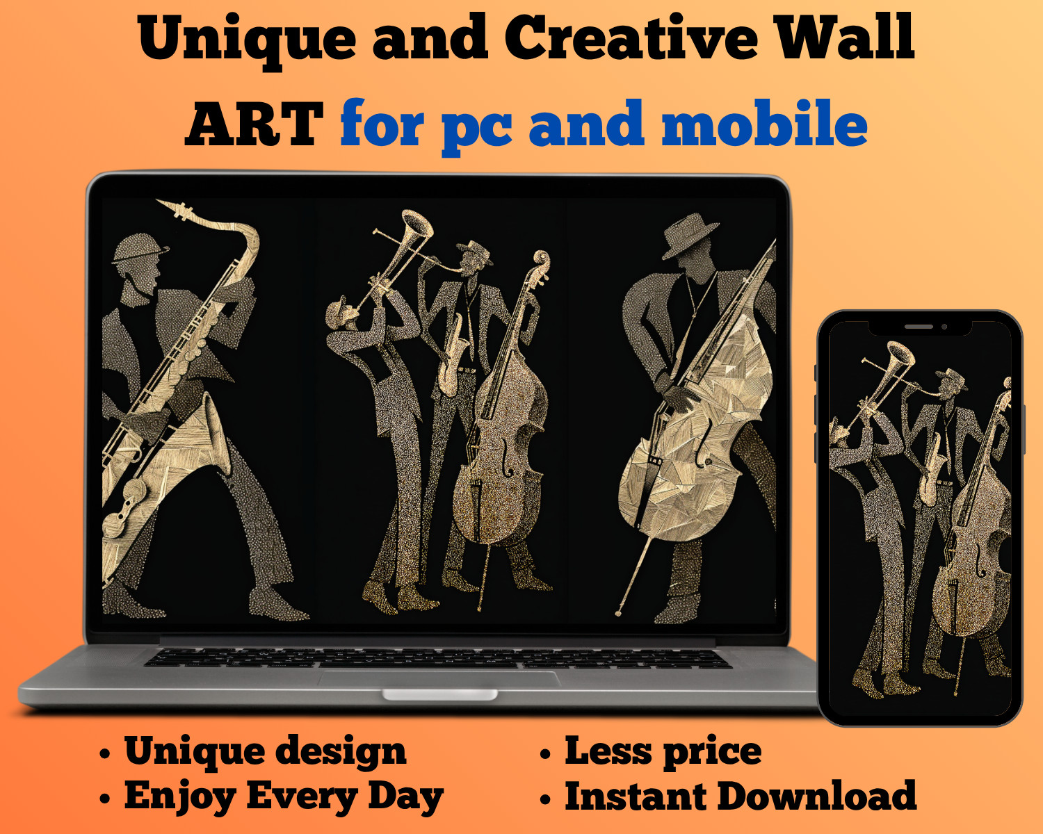 Musician modern dot art digital image background AI wallpaper for mobile & pc