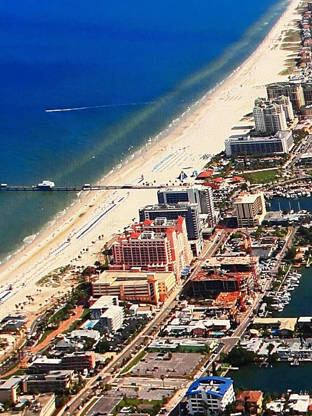 Clearwater Beach, Florida Aerial Color Photography On Canvas Large 32” X 52”