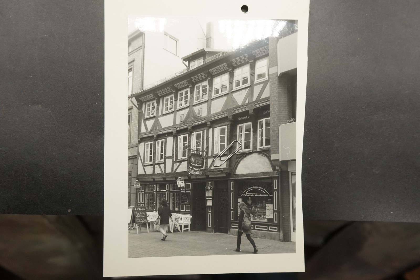 Photo view Eichsfeld Thuringia butcher advertising business sign guest house GDR