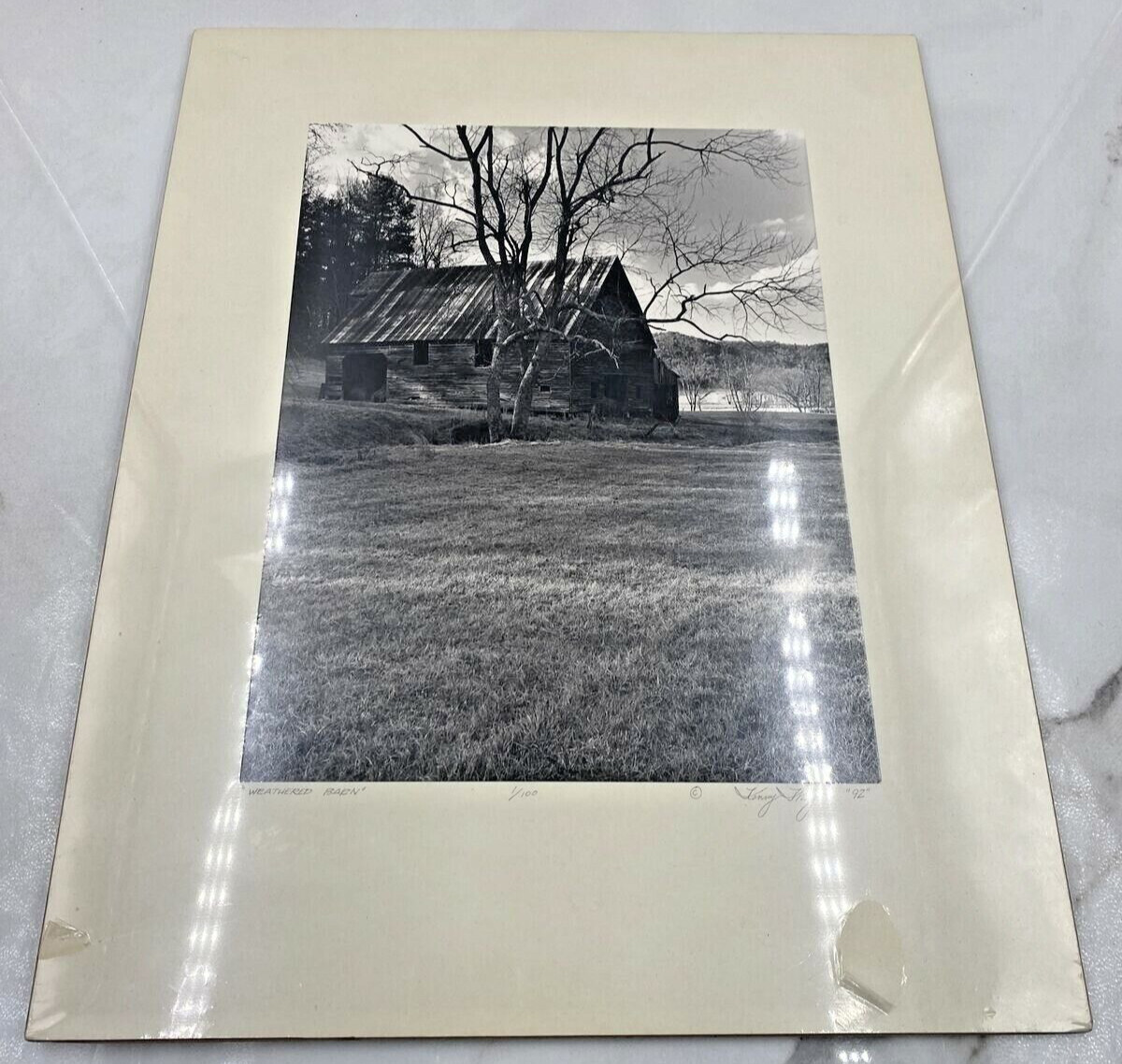 VTG Photography Artwork Weathered Barn Rustic Matted Wall Art 92’- Signed
