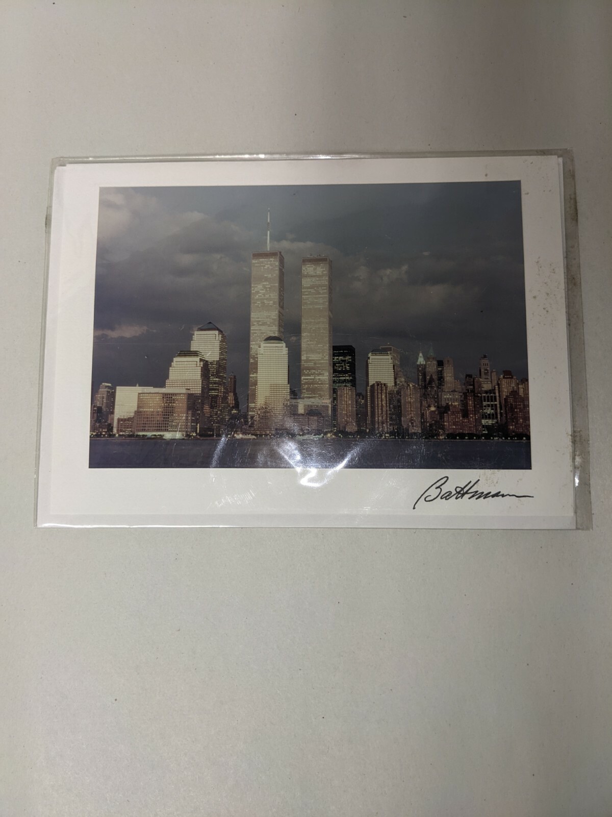 Vintage NYC Twin Towers Color photo signed By Battman Studios SEALED FREE SHIPP