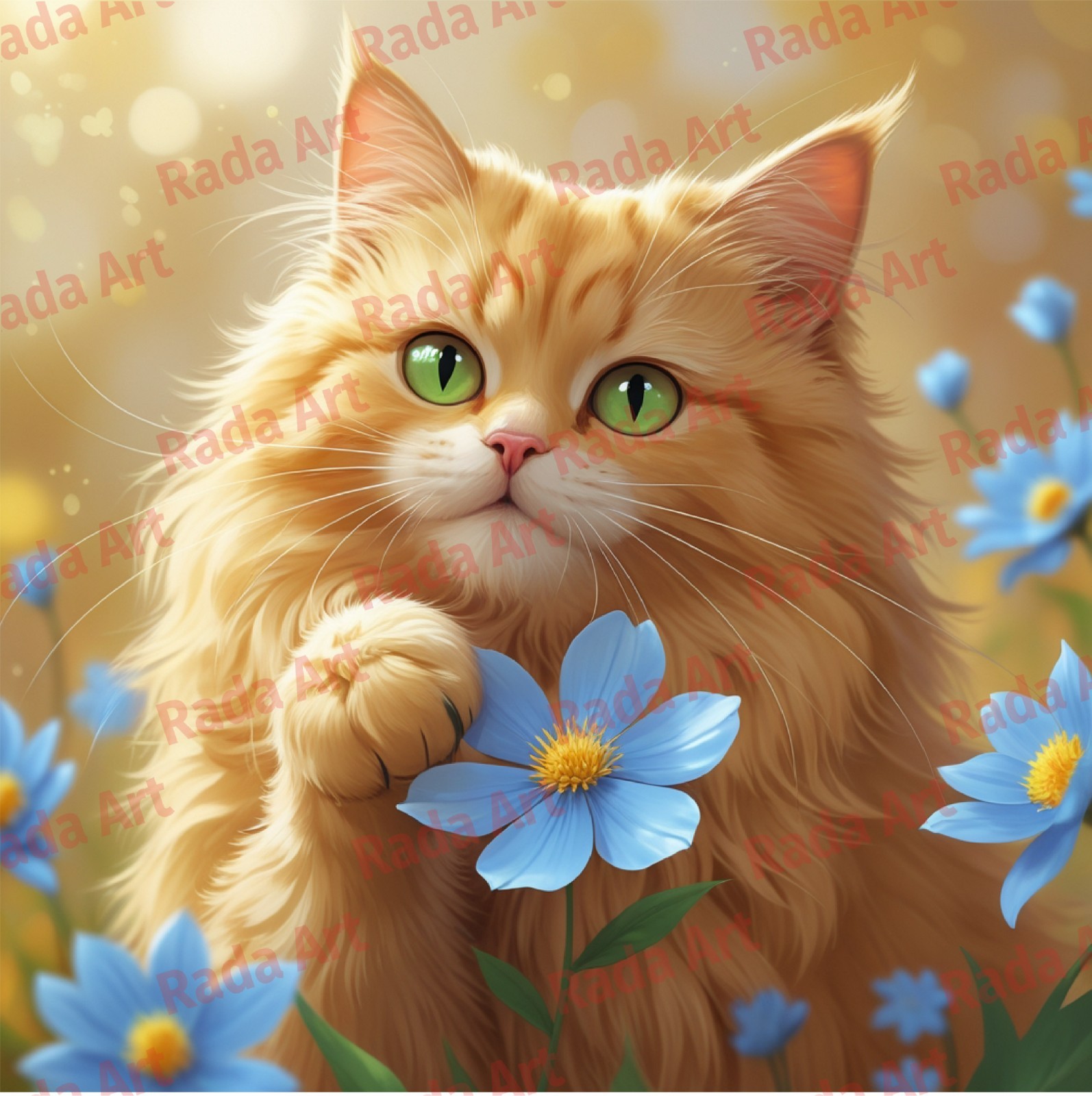 Digital Image Art Picture Photo Wallpaper Background Desctop for Frame Red Cat
