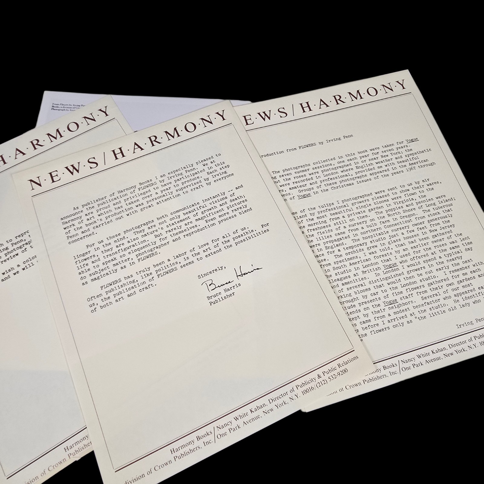 Irving Penn Flowers Press Release With Photos