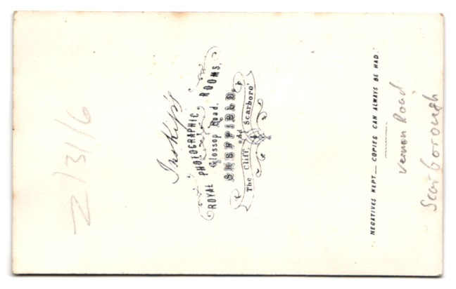 Photograph Royal Photographic Rooms, Sheffield, View Scarborough, View of