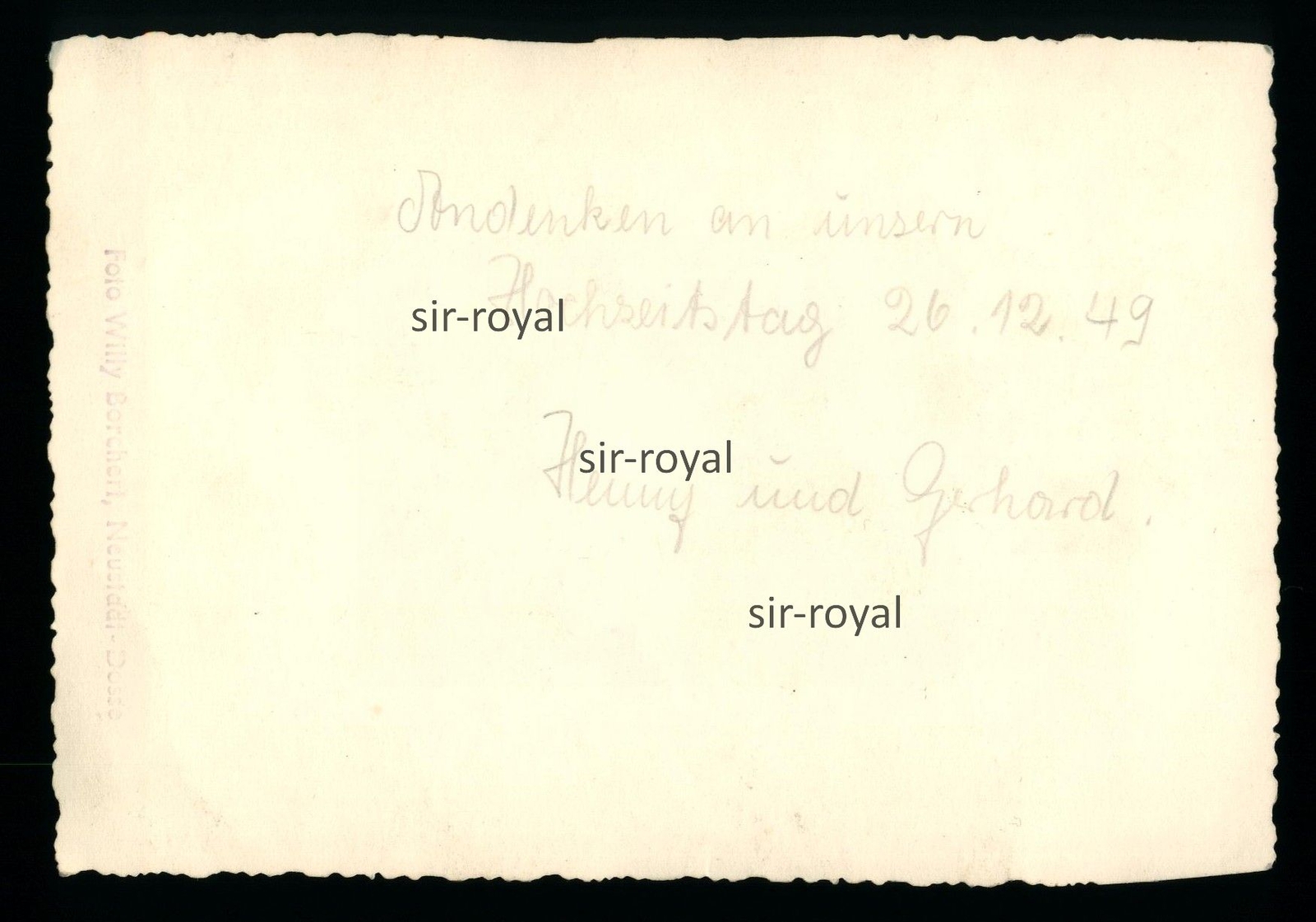 1949 Wedding in Uniform – Military? – Neustadt Dosse – 1940s – photo 10×14 cm
