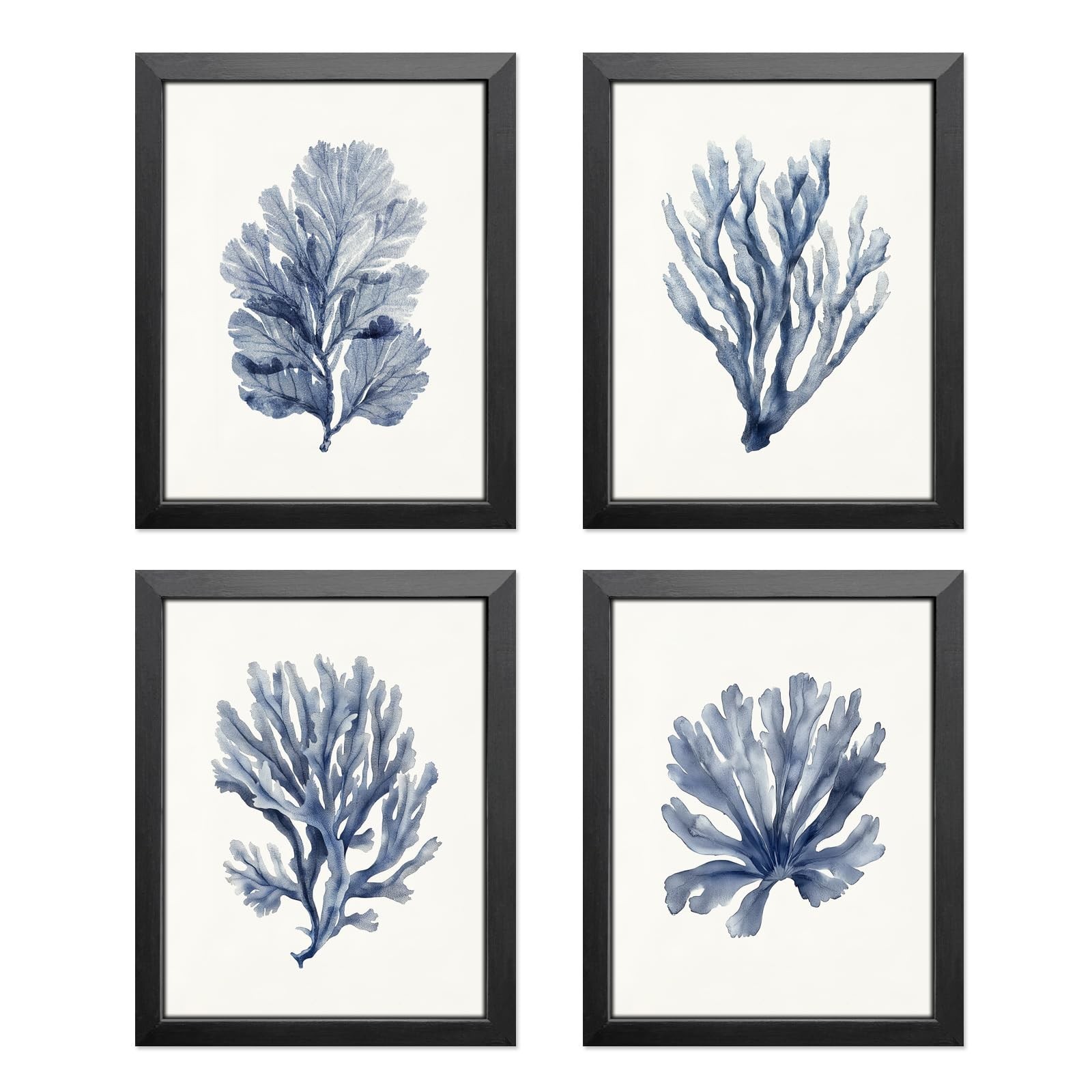 Gatheroad Coastal Art 8×10 Inch,Navy Blue Wall Art, Set of 4 Coastal Wall Art…