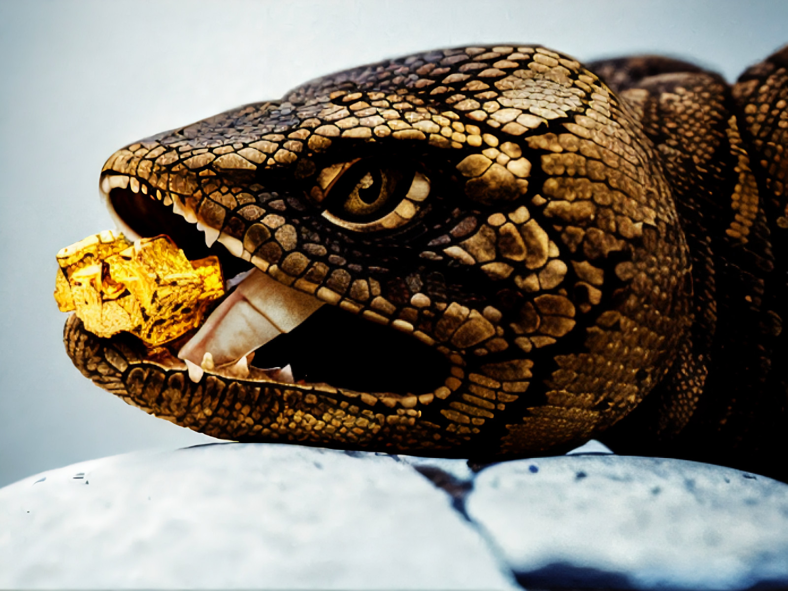 ART PHOTO Digital Collage Wallpaper Background * Image Snake eating gold nugget