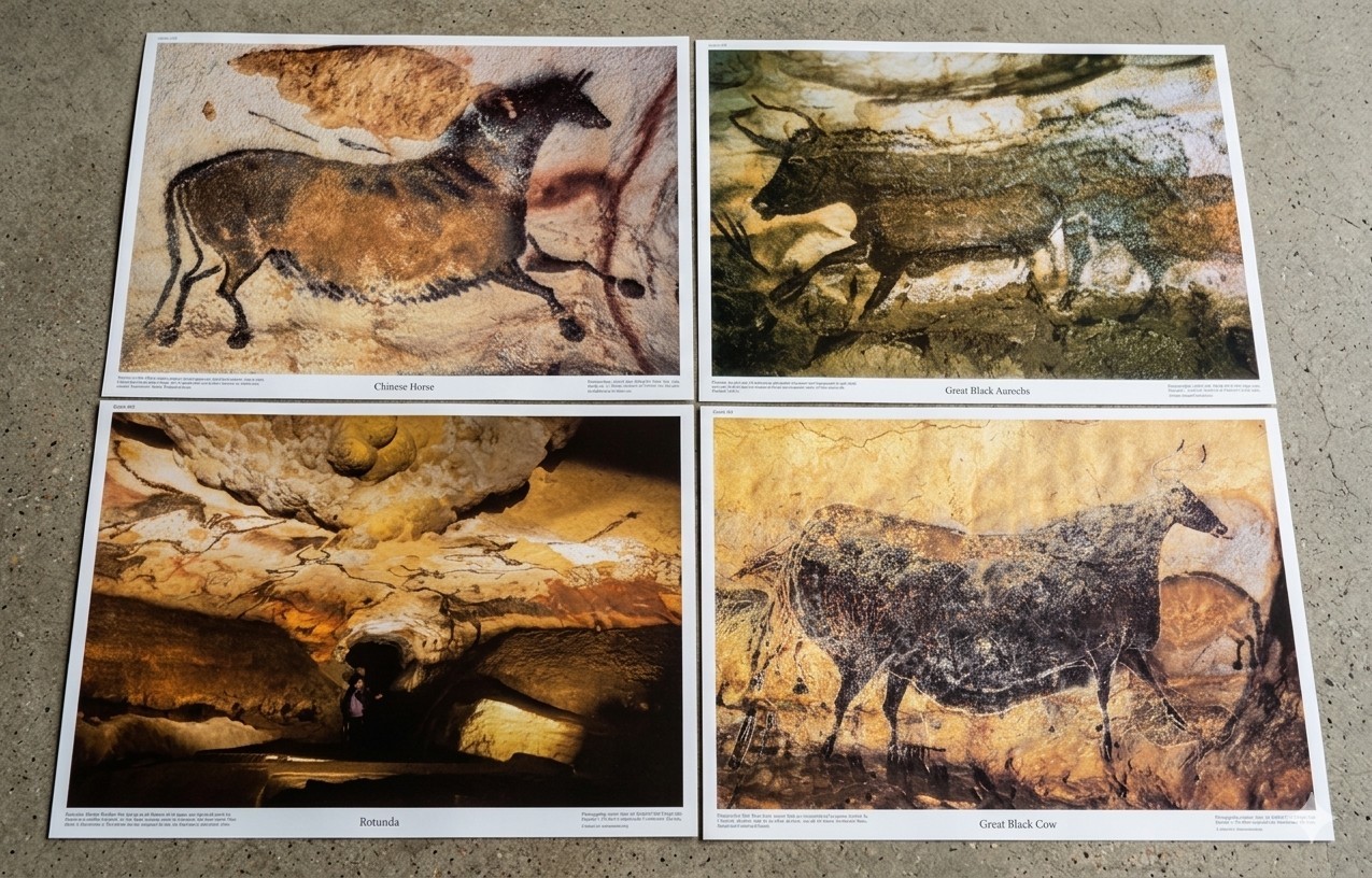 Set of 12 Lascaux Cave Art Photo Prints 1996 Crystal Productions France