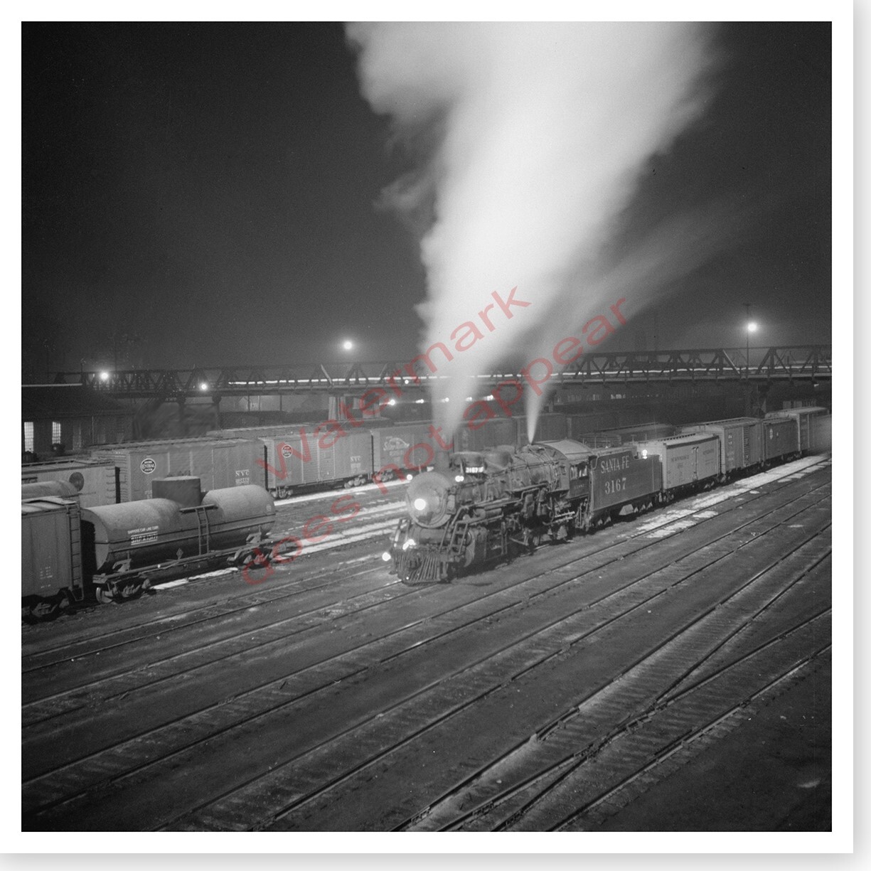 Atchison Topeka Santa Fe ATSF Steam Engine Loco 3167 Leaving Kansas 10×10 Photo